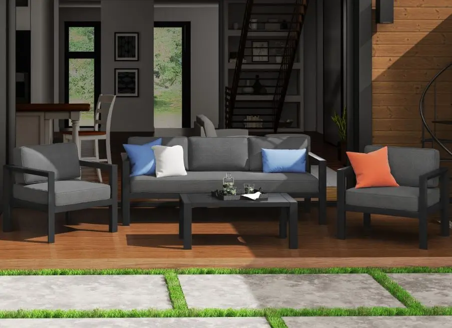 6730-30-10D-21 Grayton 4 Piece Gray Outdoor Sofa Set-2
