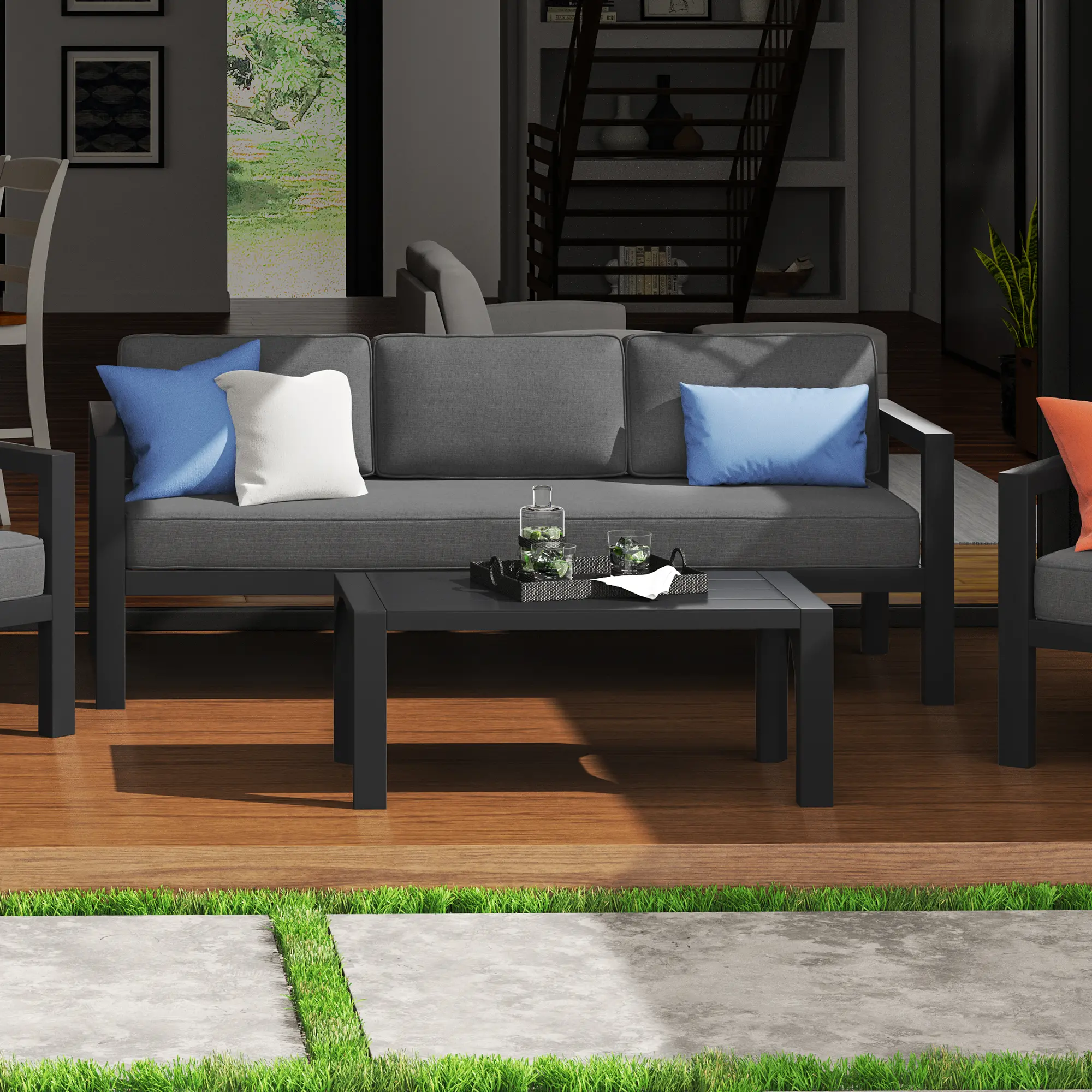 6730-30 Grayton Gray Outdoor Aluminum Sofa-2
