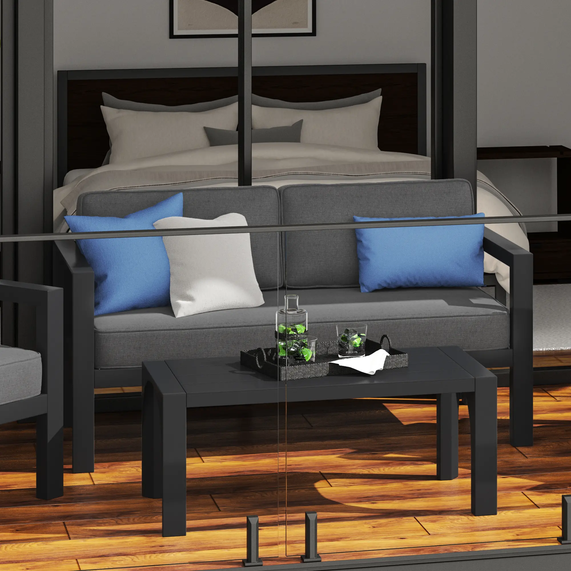 6730-60 Grayton Gray Outdoor Aluminum Loveseat-2