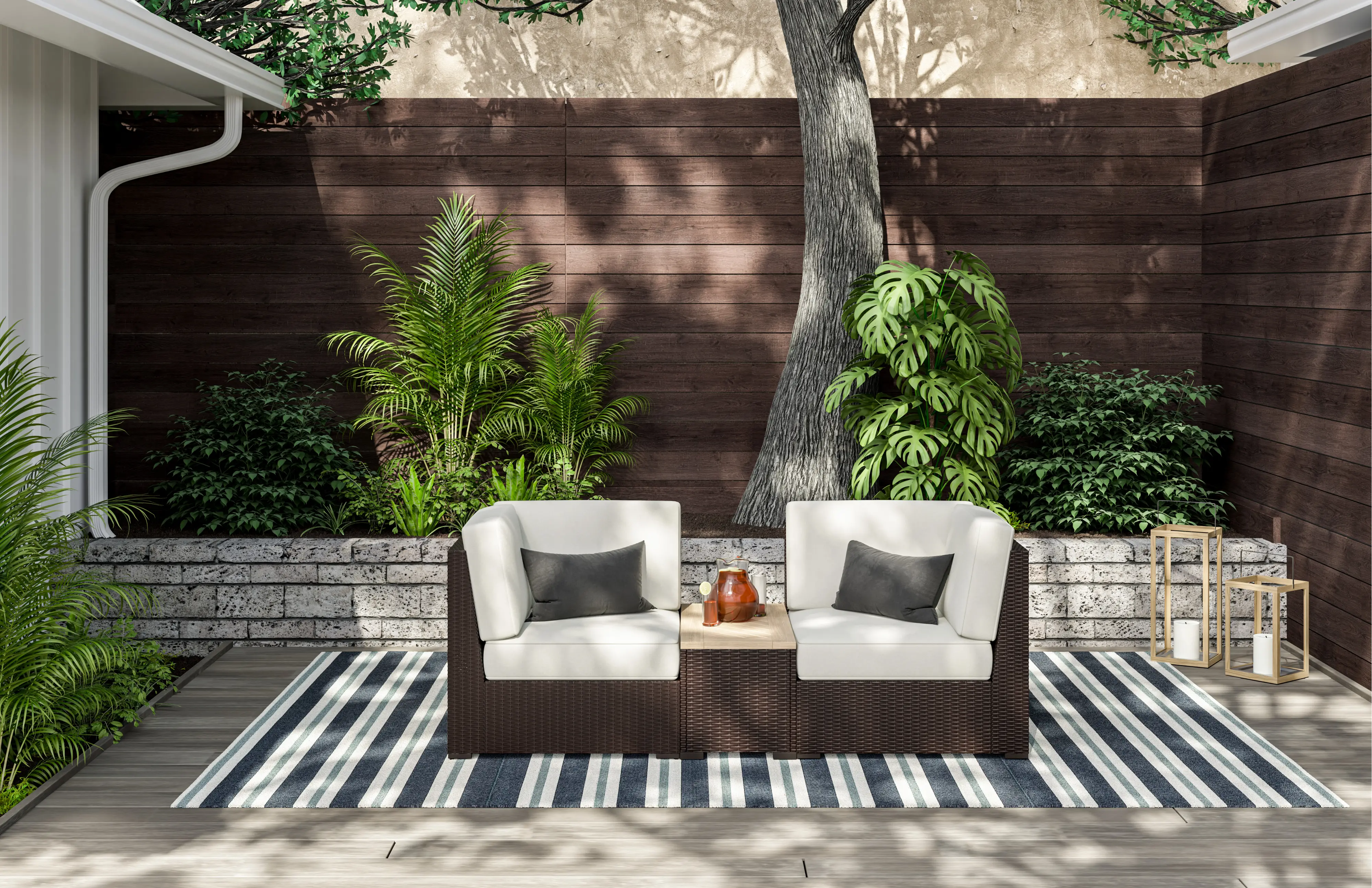 6800-12D-23 Palm Springs Brown Outdoor Chair Pair and Storage Table-2