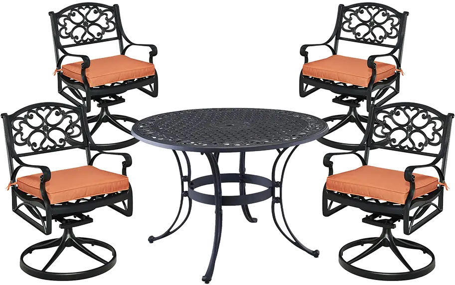 6654-305C Sanibel 42  Black 5 Piece Outdoor Dining Set with Swivel Chairs-1