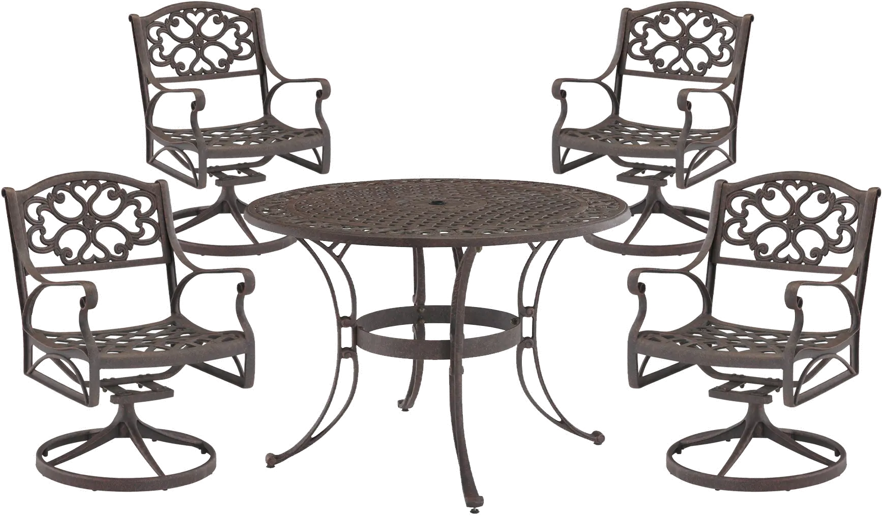 6655-325 Sanibel 48  Bronze 5 Piece Outdoor Dining Set with Swivel Chairs-1