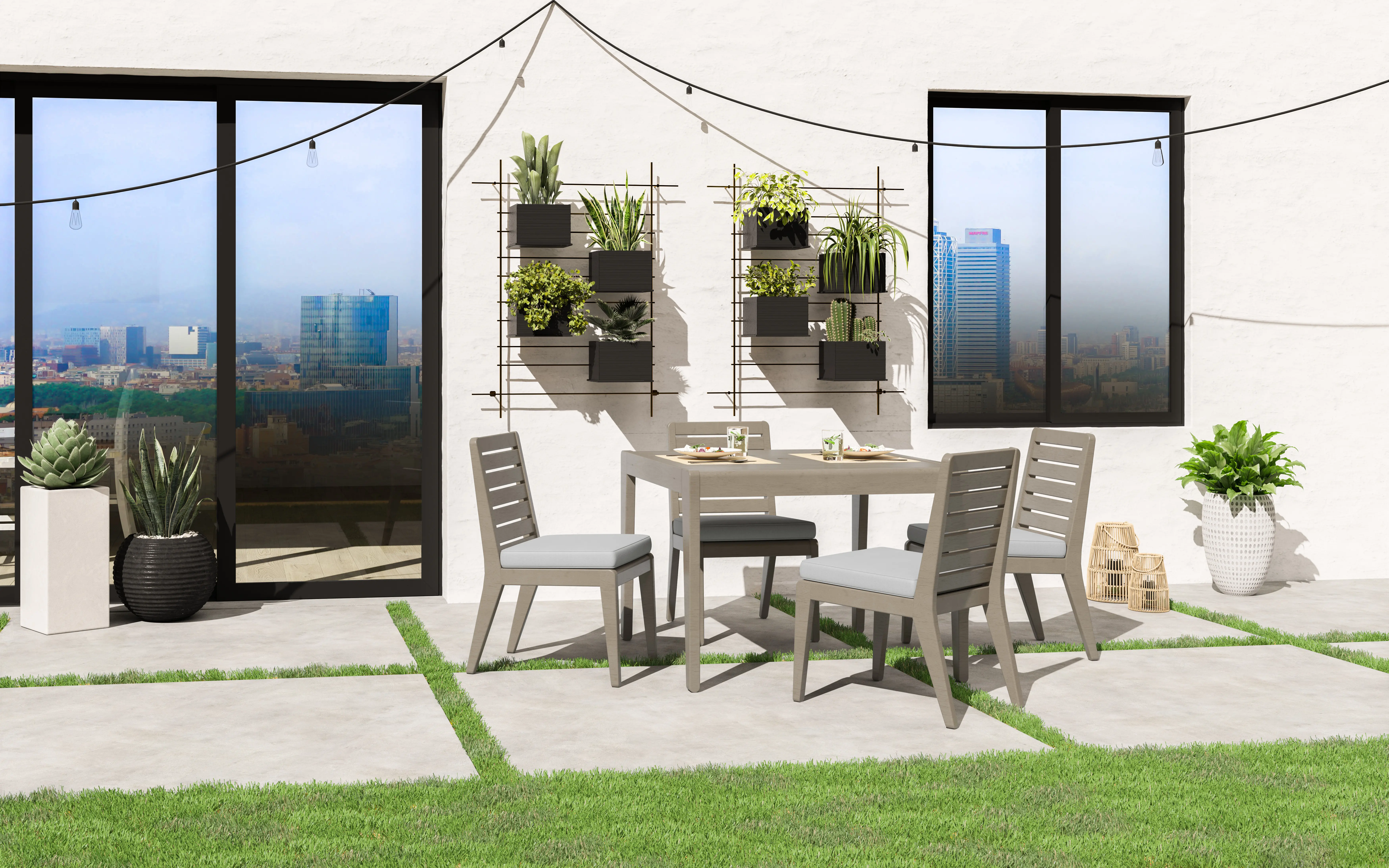 5675-37-80Q Sustain 5 Piece Brown Outdoor Dining Set-2
