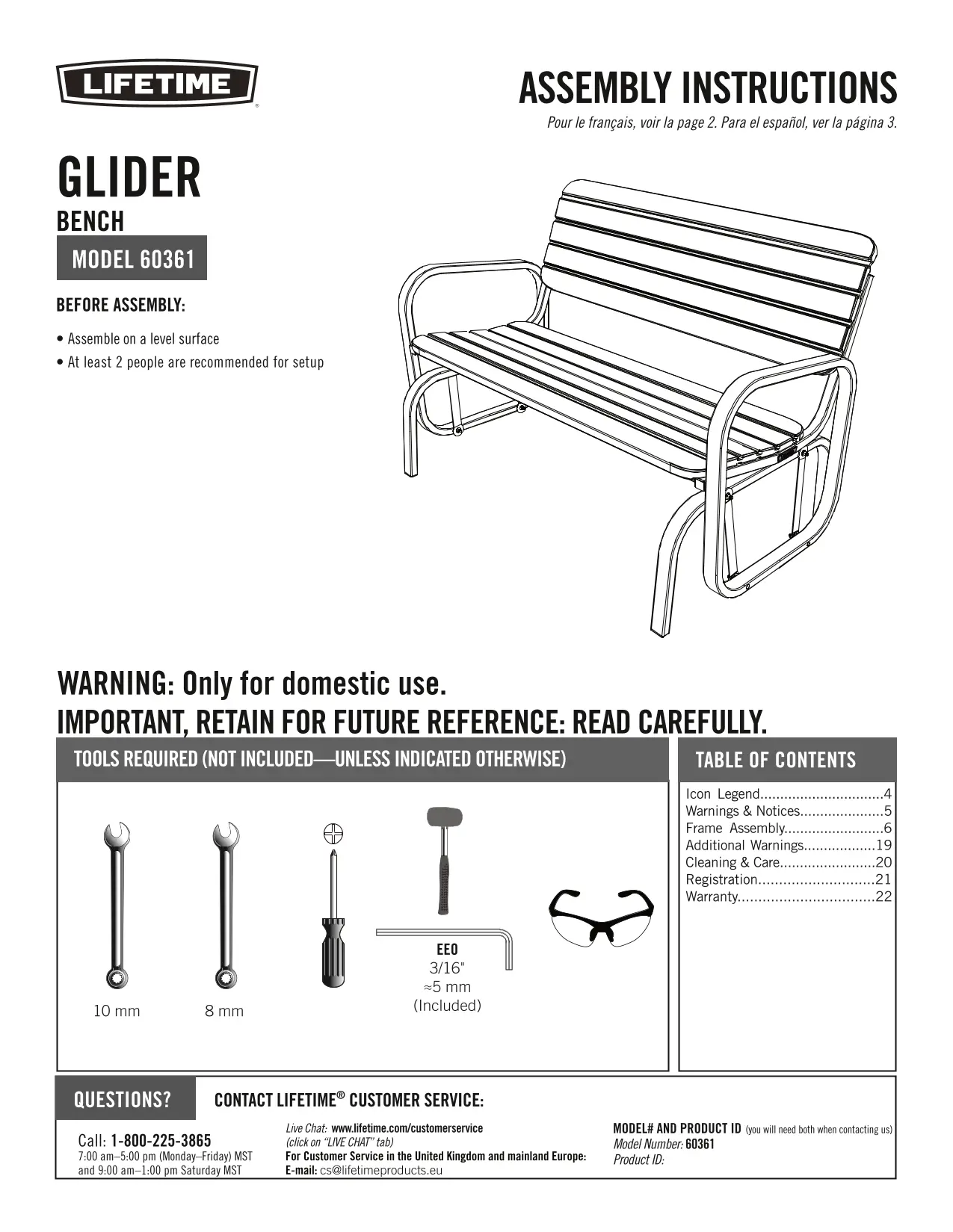 60361 Lifetime Gray Outdoor Glider Bench-11
