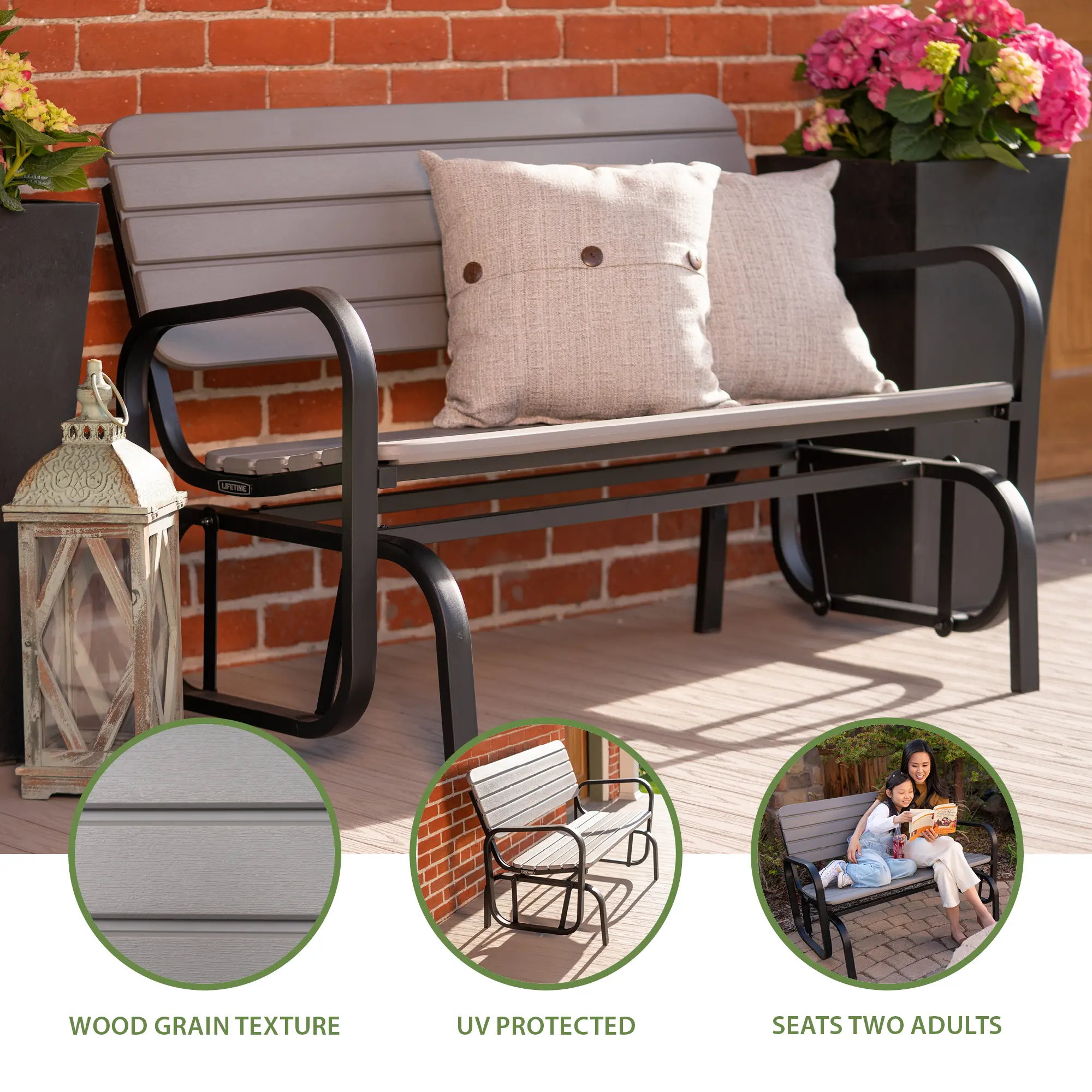 60361 Lifetime Gray Outdoor Glider Bench-4