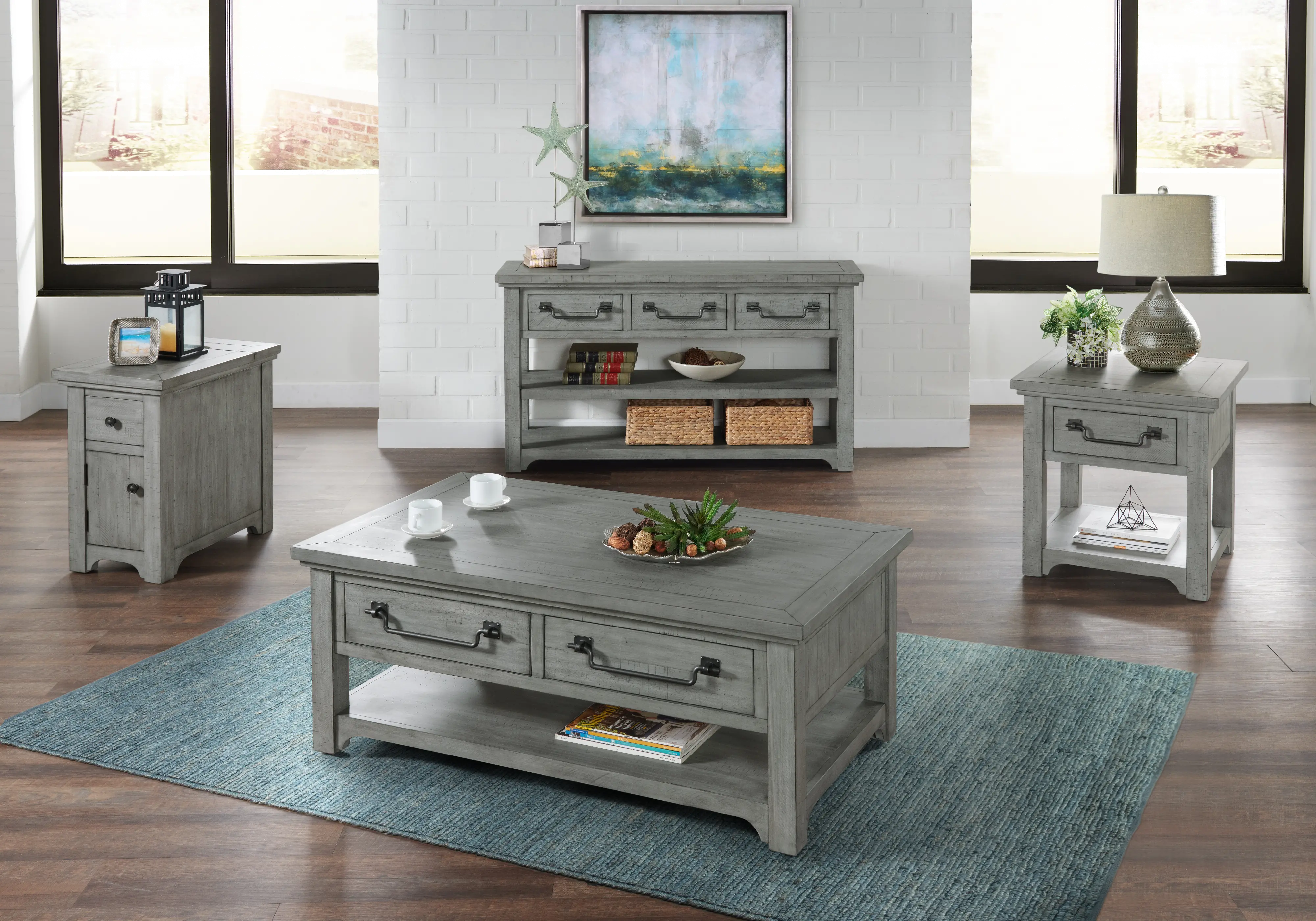 Beach House Gray Sofa Table-10