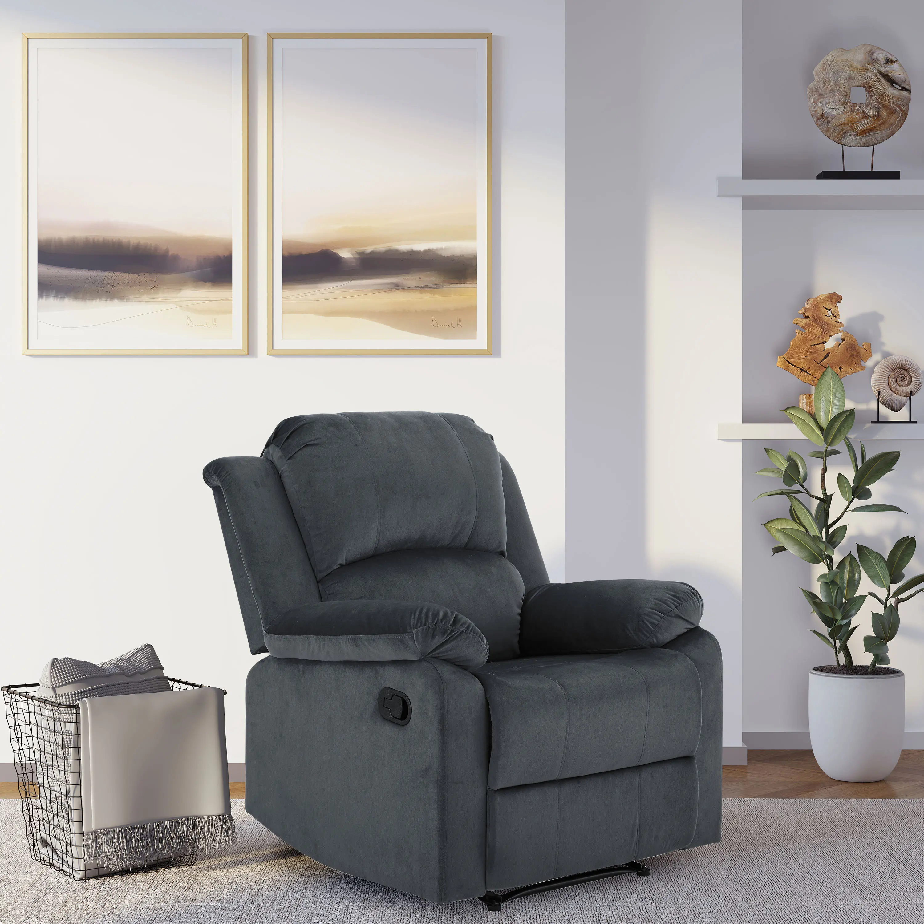 RC-DBYM2616 Relax-A-Lounger Dayton Gray Microfiber Recliner-1
