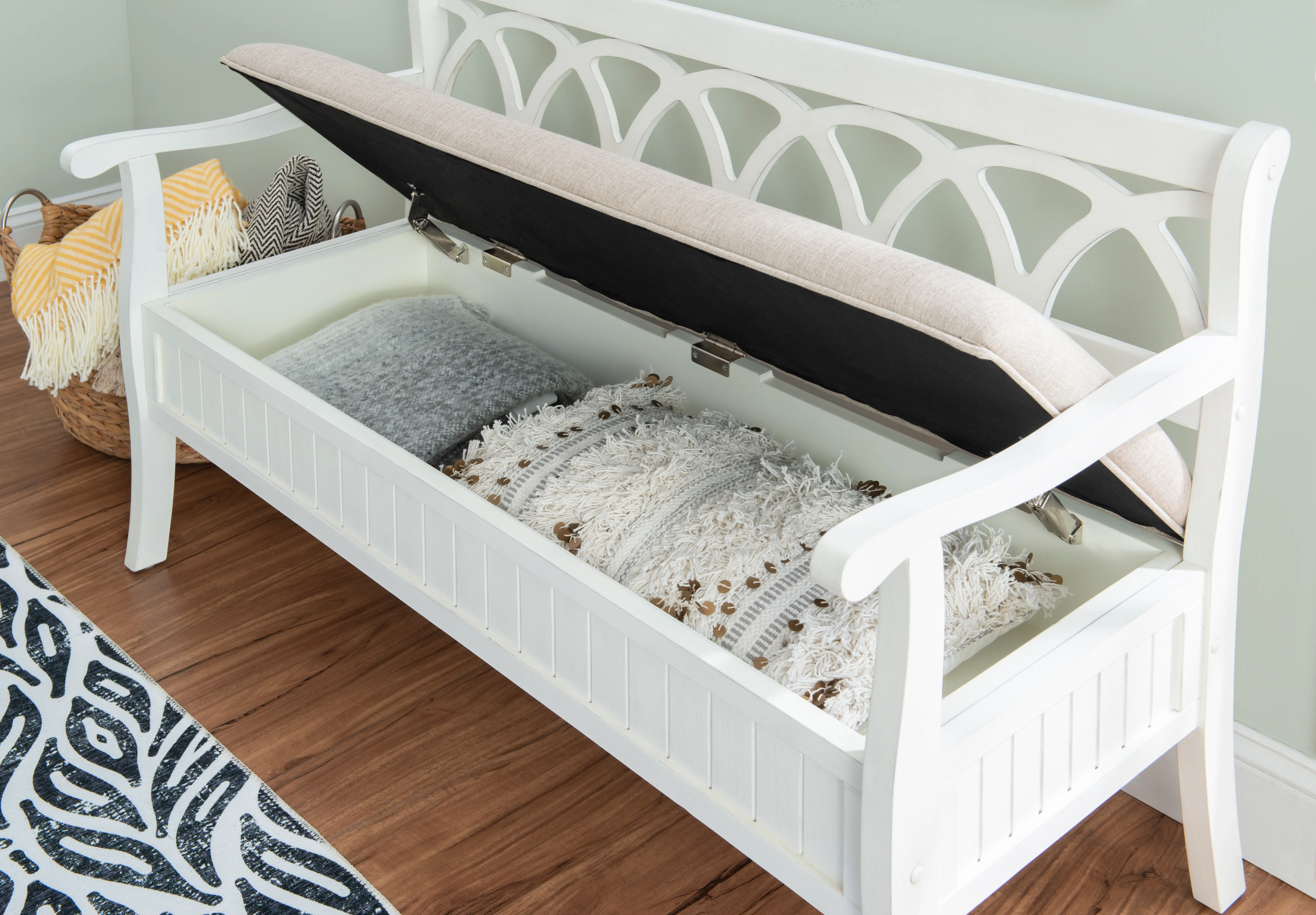 Winslett White Storage Bench-8