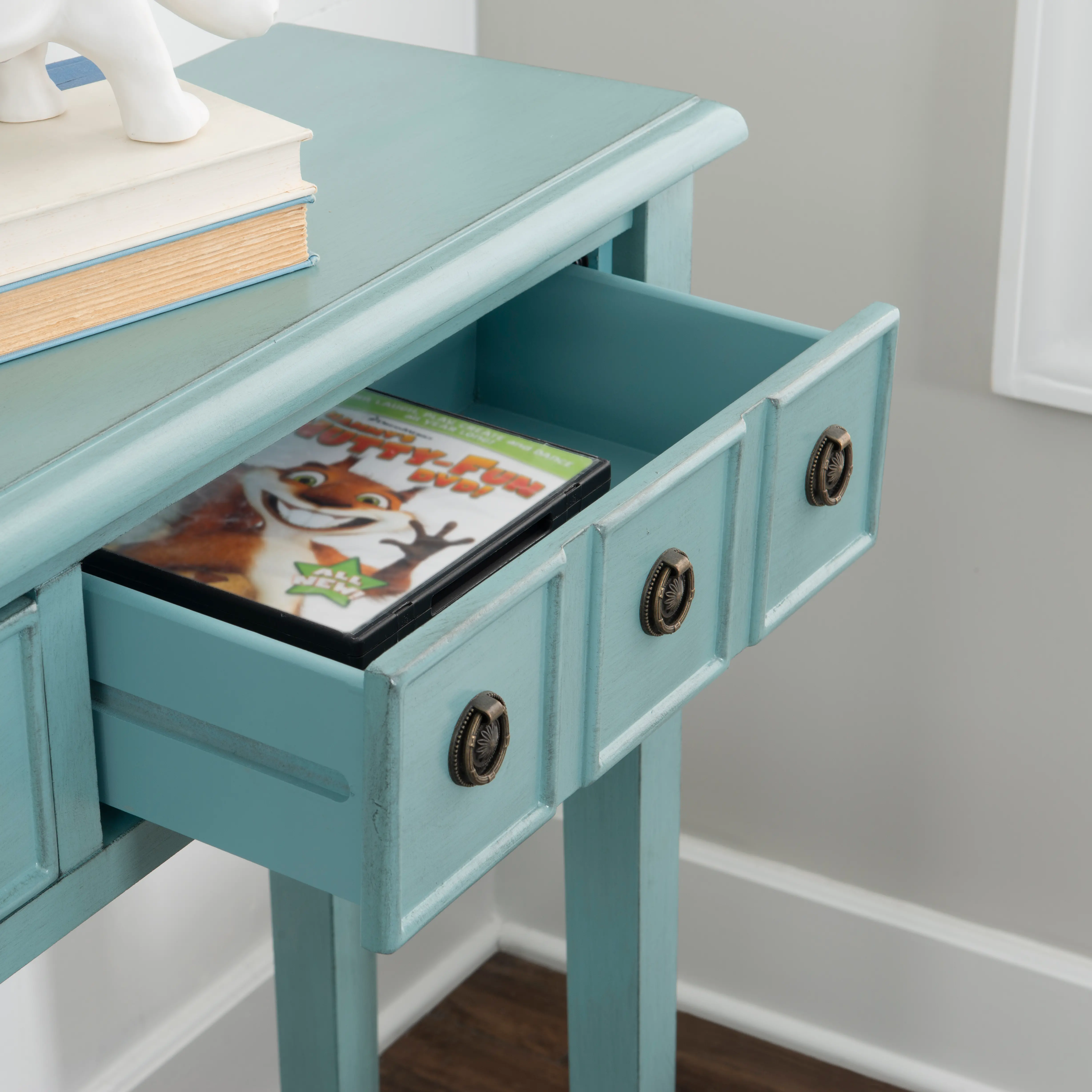 Sadie Teal Long Console Table-8