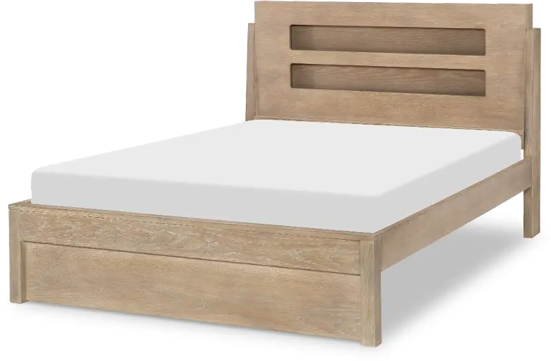 District Weathered Oak Full Bed with Lights