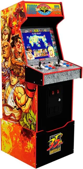 UPRIGHT/SFII_TURBO Arcade1Up Capcom Street Fighter II: Champion Turbo Legacy Edition with Riser & Lit Marque Arcade-1
