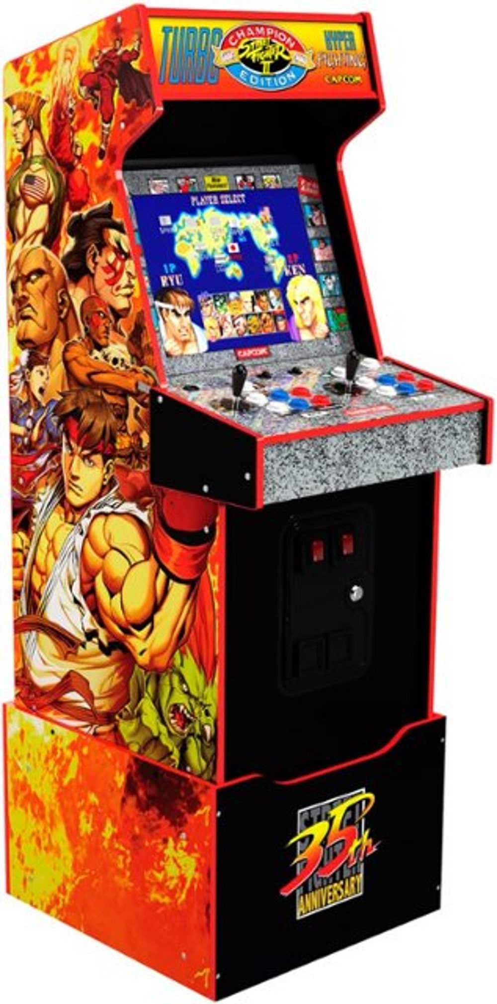 Arcade1Up Capcom Street Fighter II: Champion Turbo Legacy Edition with Riser & Lit Marque Arcade