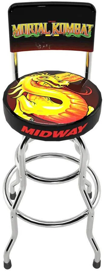 STOOL/MK_SWIVEL Arcade1Up Mortal Kombat Midway High-Back Pub Stool-1