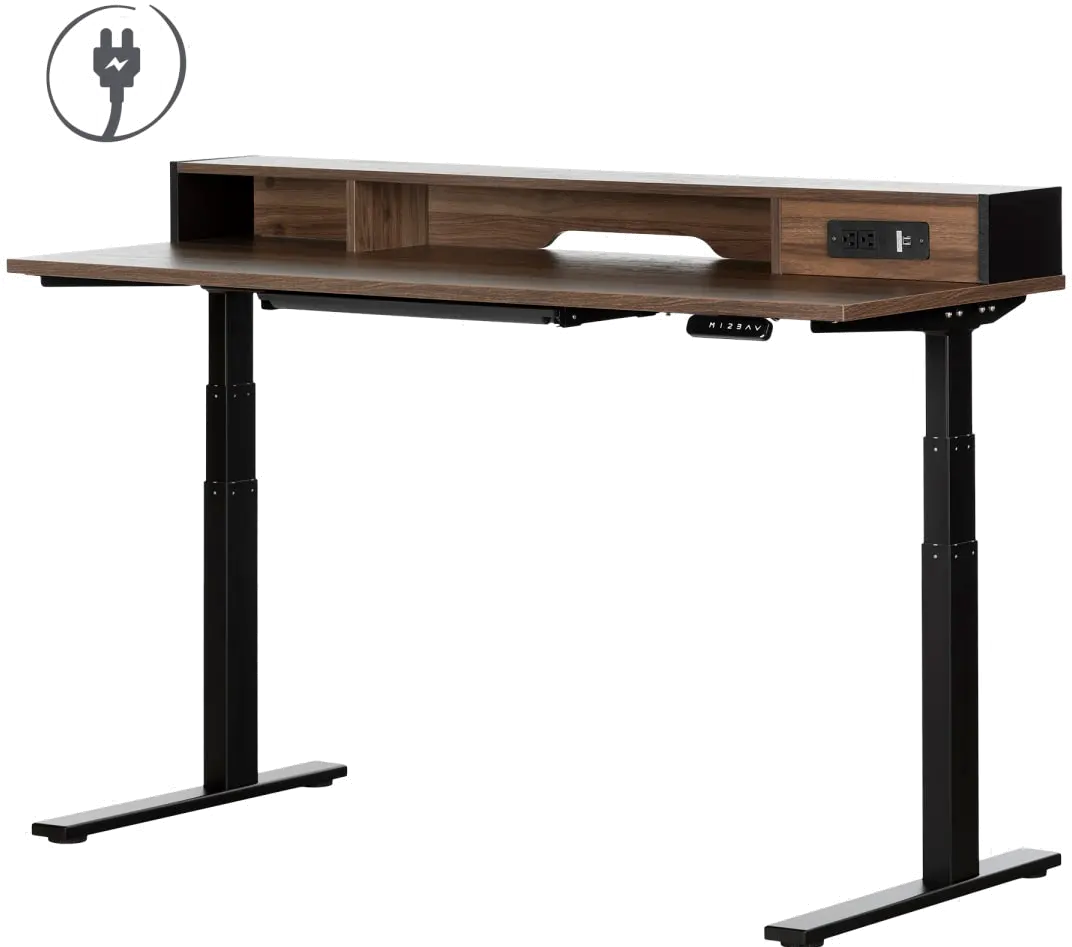13346 Majyta Walnut Brown Sit and Stand Office Desk - South Shore-1