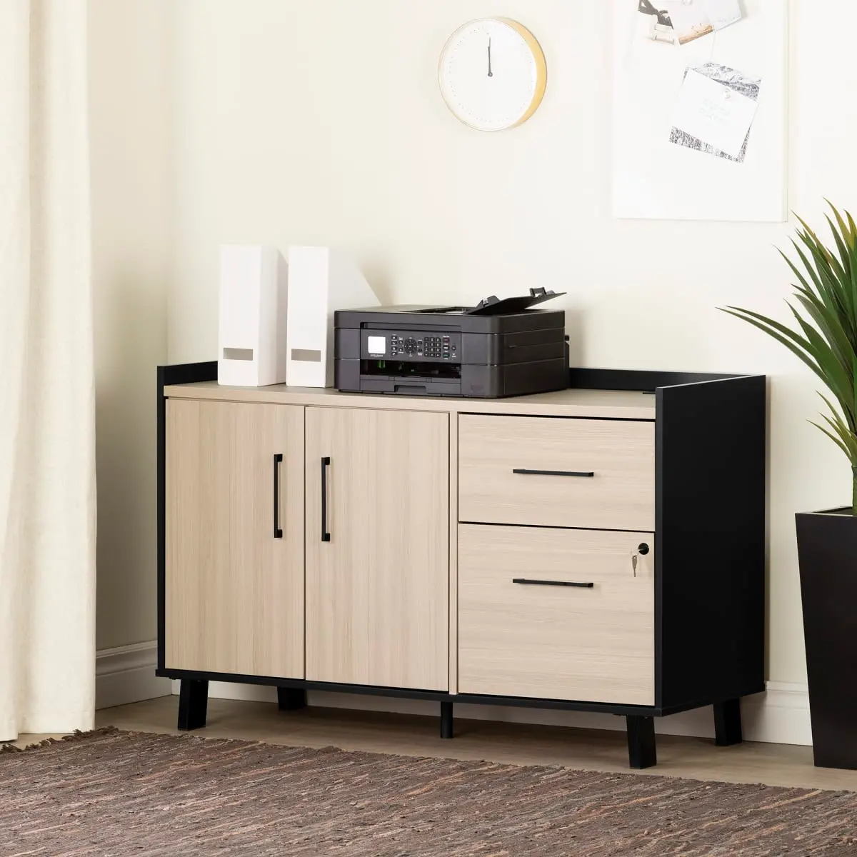 13326 Kozack Natural and Black Credenza - South Shore-2