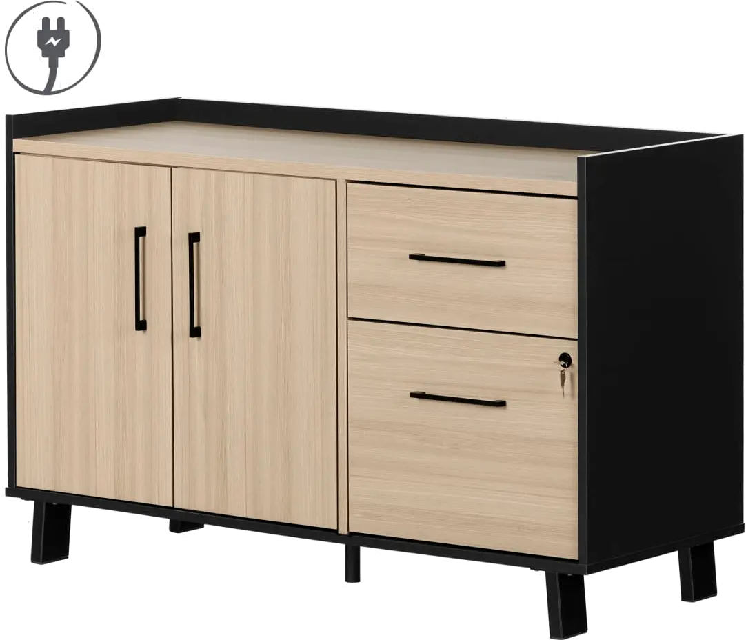 13326 Kozack Natural and Black Credenza - South Shore-1