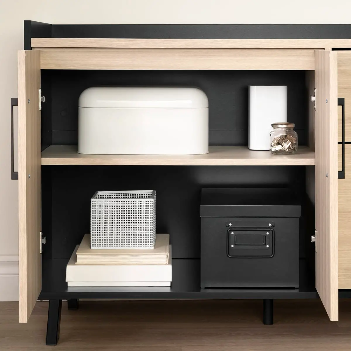13326 Kozack Natural and Black Credenza - South Shore-4