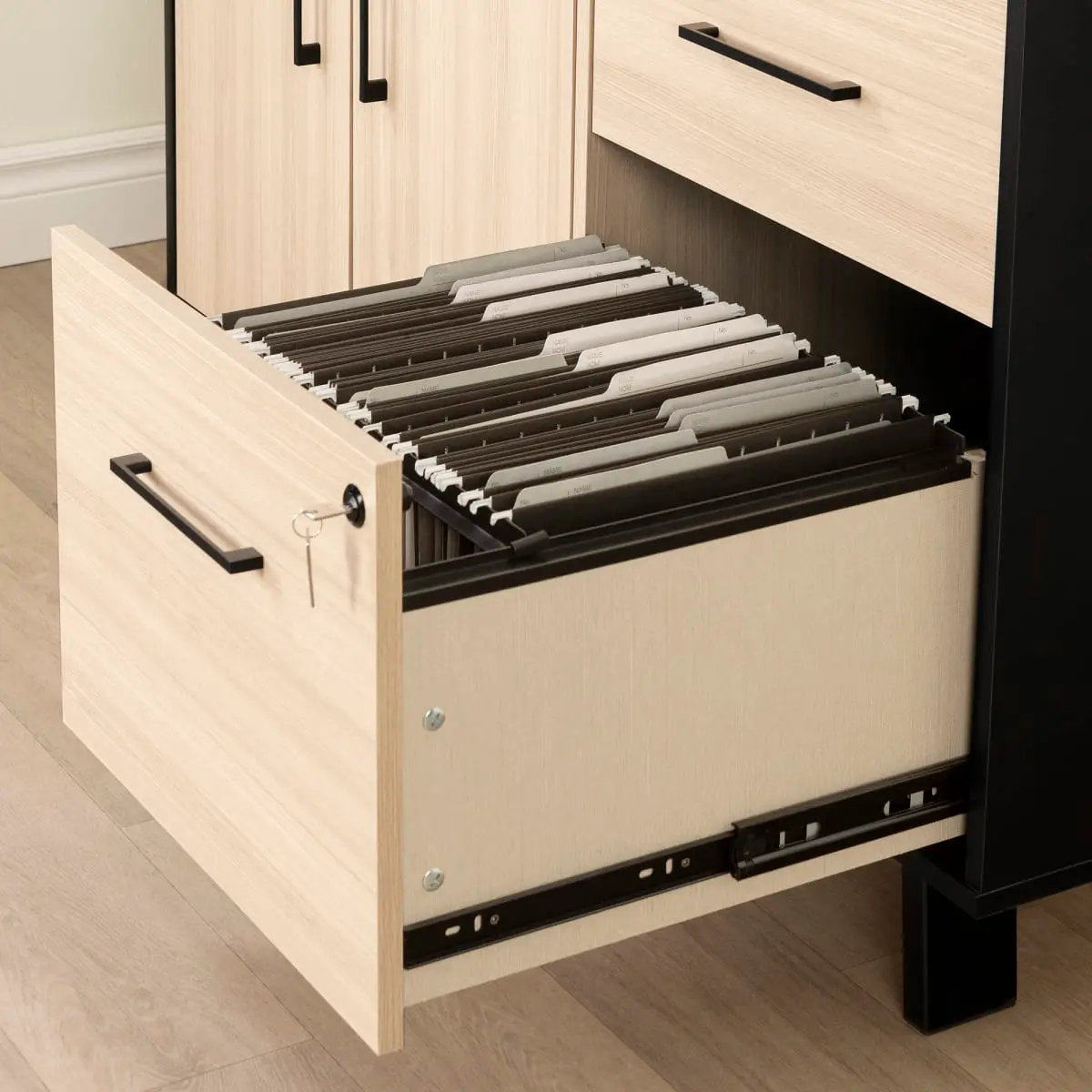 13326 Kozack Natural and Black Credenza - South Shore-7