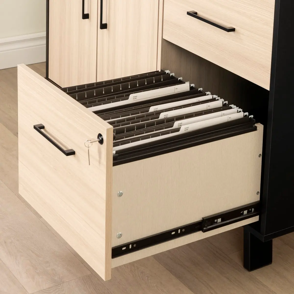 13326 Kozack Natural and Black Credenza - South Shore-8