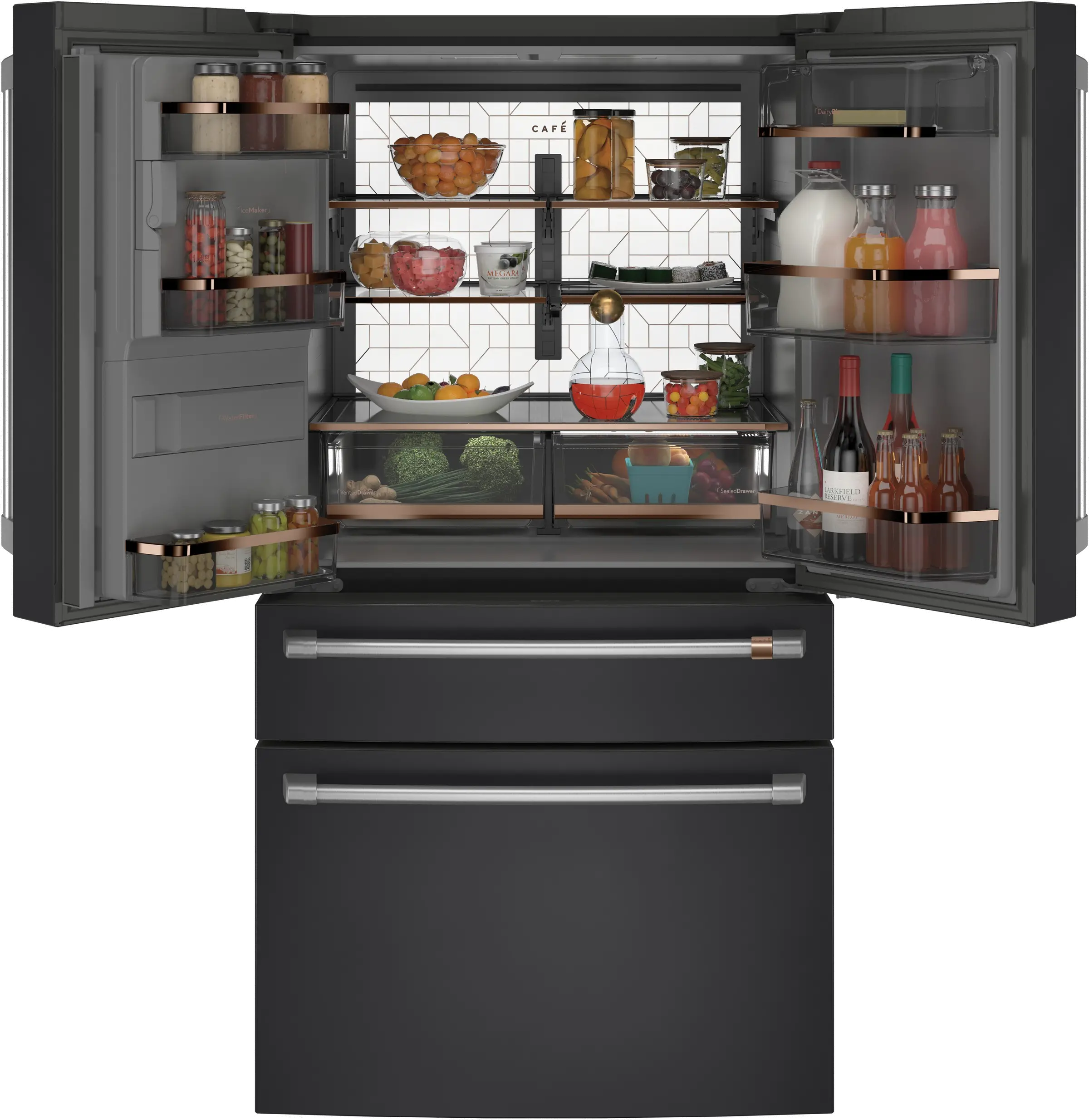 CXE22DP3PD1 GE Cafe 22.3 Cu Ft French Door Refrigerator - Counter Depth Matte Black-3
