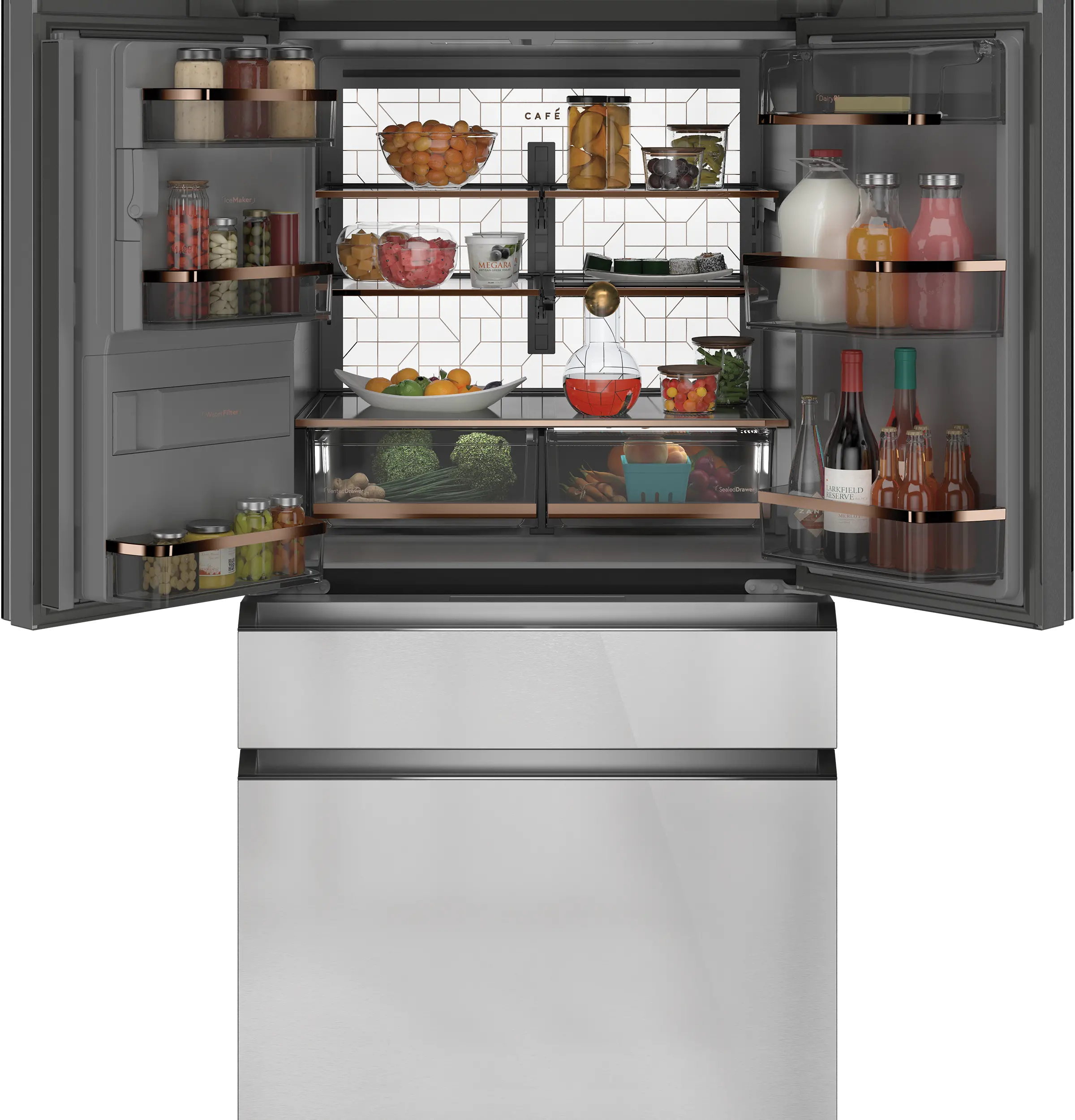 CXE22DM5PS5 Cafe 22.3 Cu Ft French Door Refrigerator - Counter Depth Platinum Glass-1