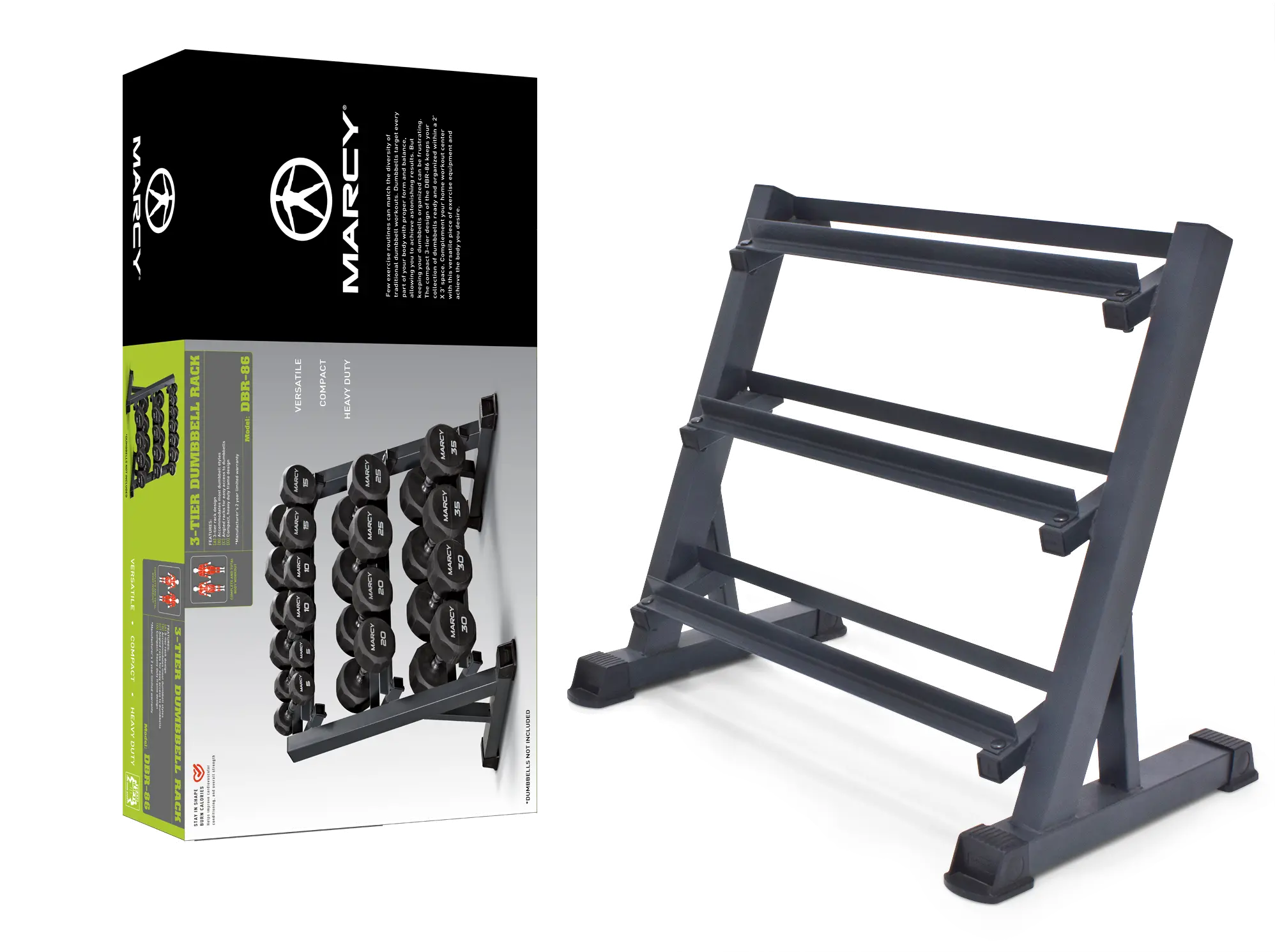DBR-86 Marcy 3-Tier Black Dumbbell Rack-8