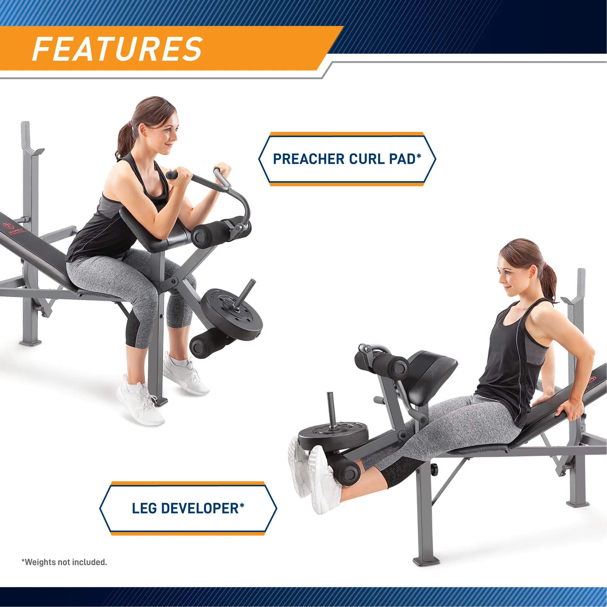 MD-389 Marcy Standard Weight Bench with Butterfly and Leg Developer-2