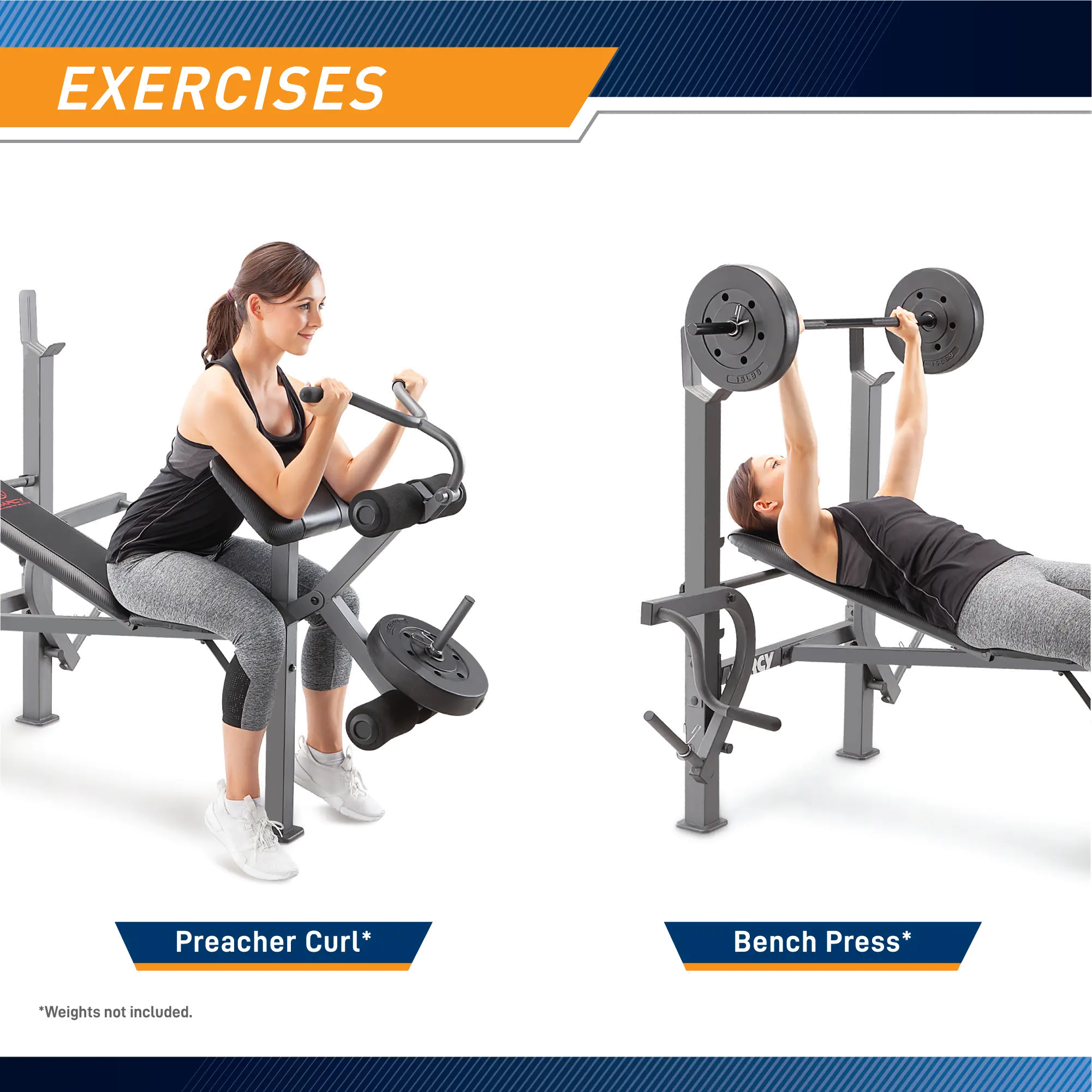 MD-389 Marcy Standard Weight Bench with Butterfly and Leg Developer-3