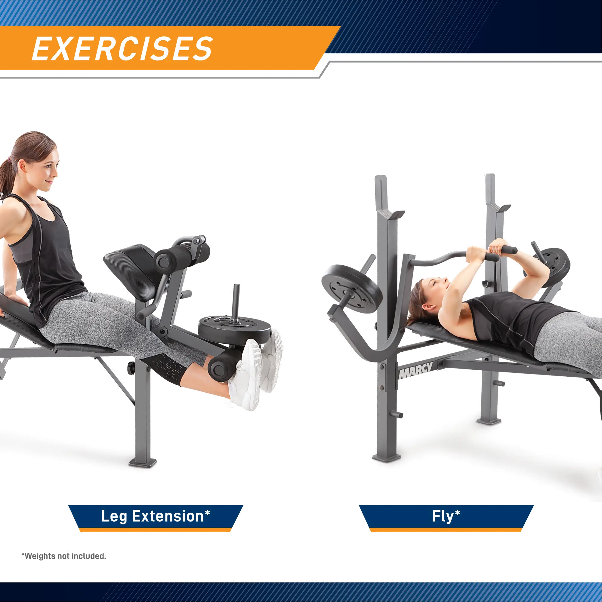 MD-389 Marcy Standard Weight Bench with Butterfly and Leg Developer-4