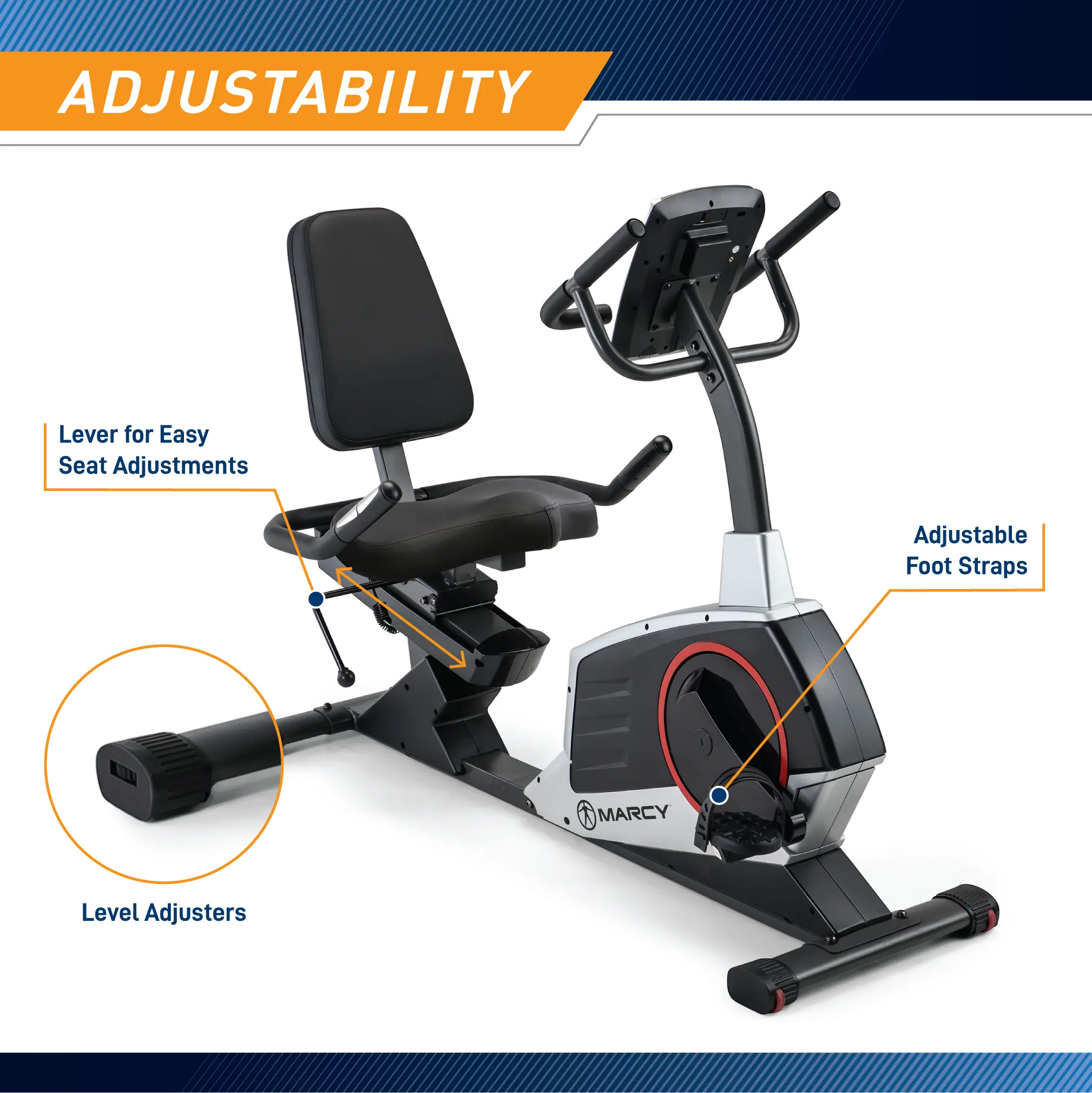 ME-706 Marcy Black Regenerating Recumbent Exercise Bike-4