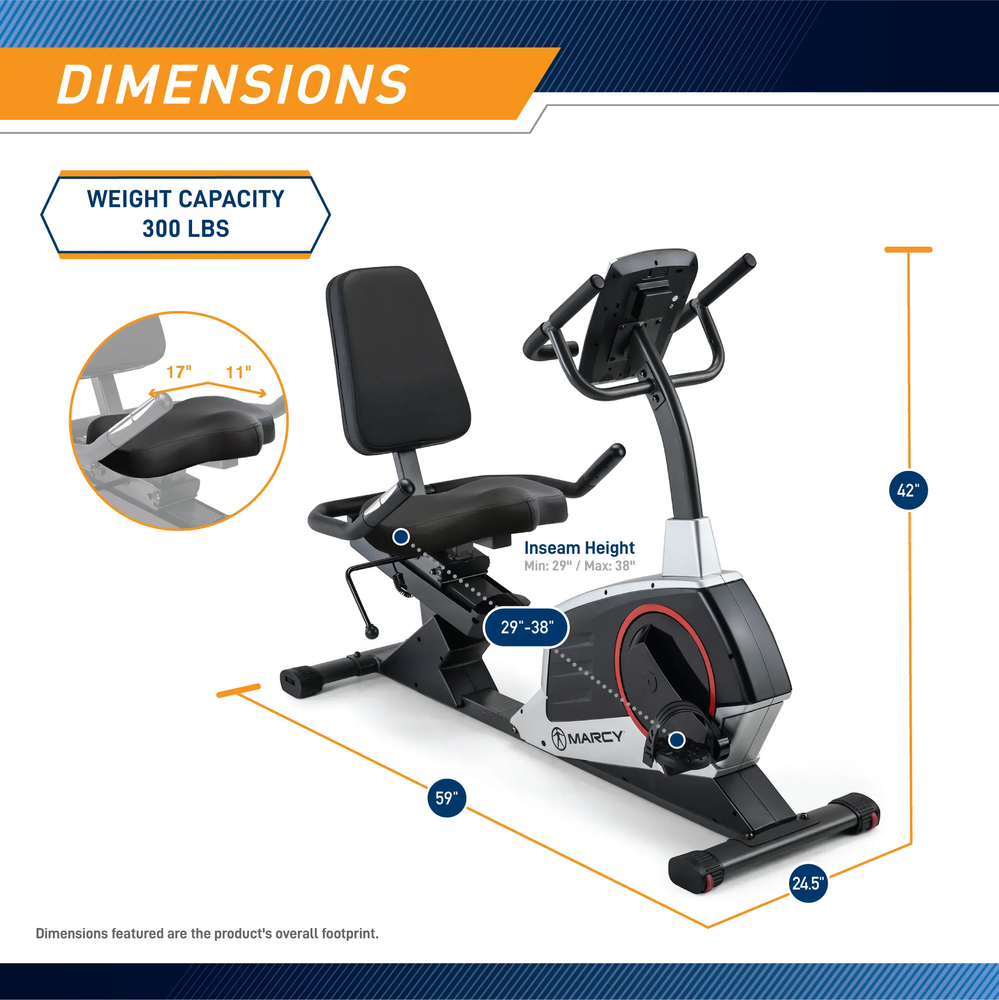 ME-706 Marcy Black Regenerating Recumbent Exercise Bike-8