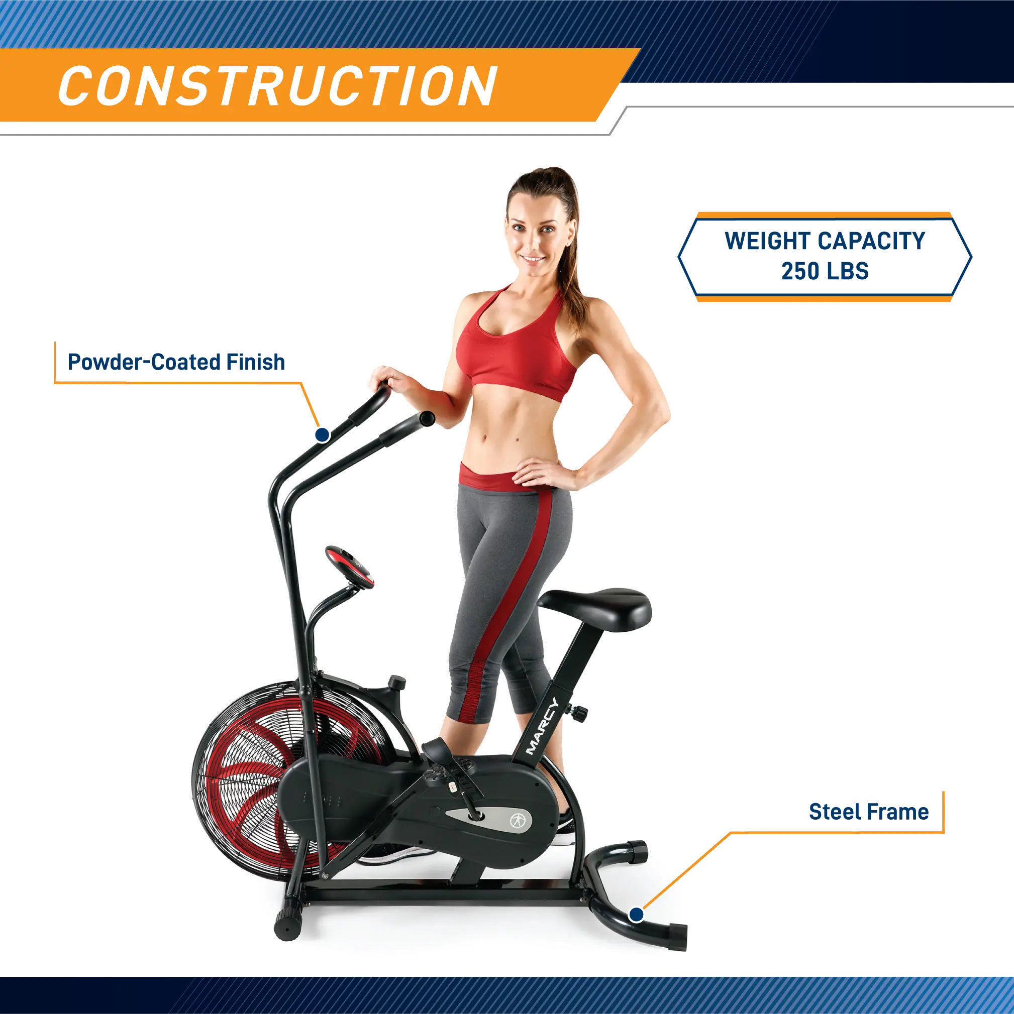 NS-1000 Marcy Black and Red Fan Exercise Bike-6