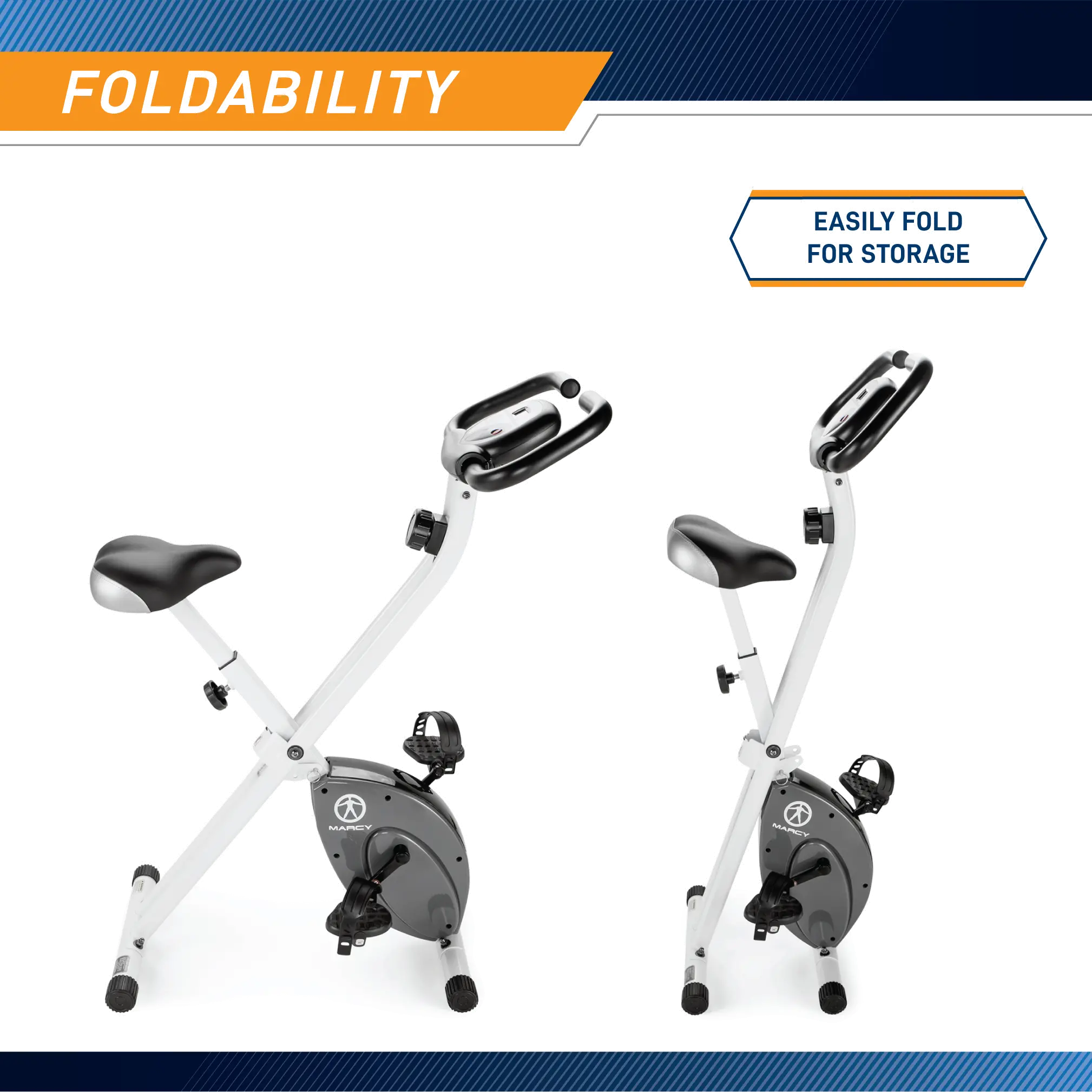 NS-652 Marcy White Foldable Exercise Bike White-6