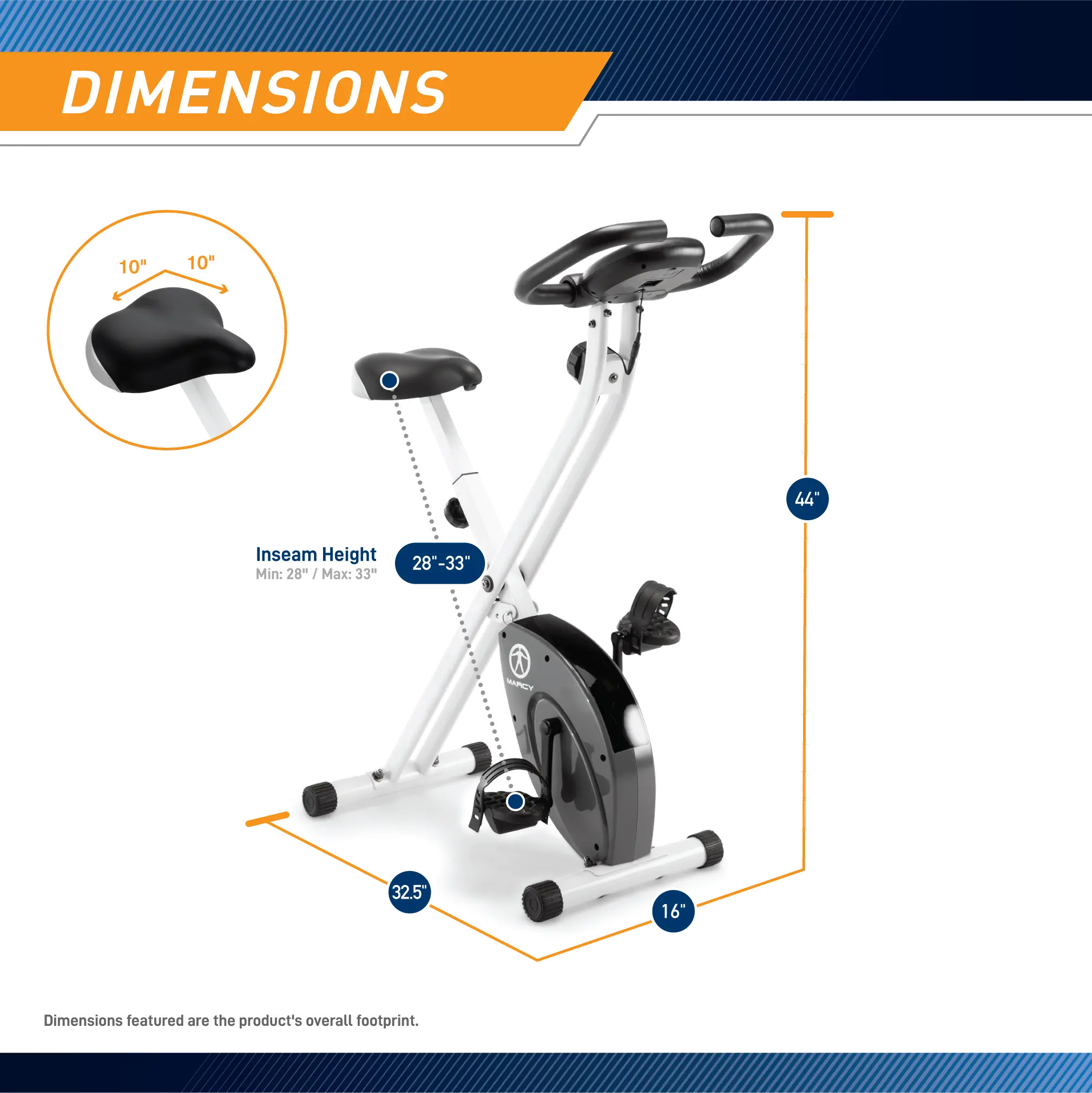 NS-652 Marcy White Foldable Exercise Bike White-7