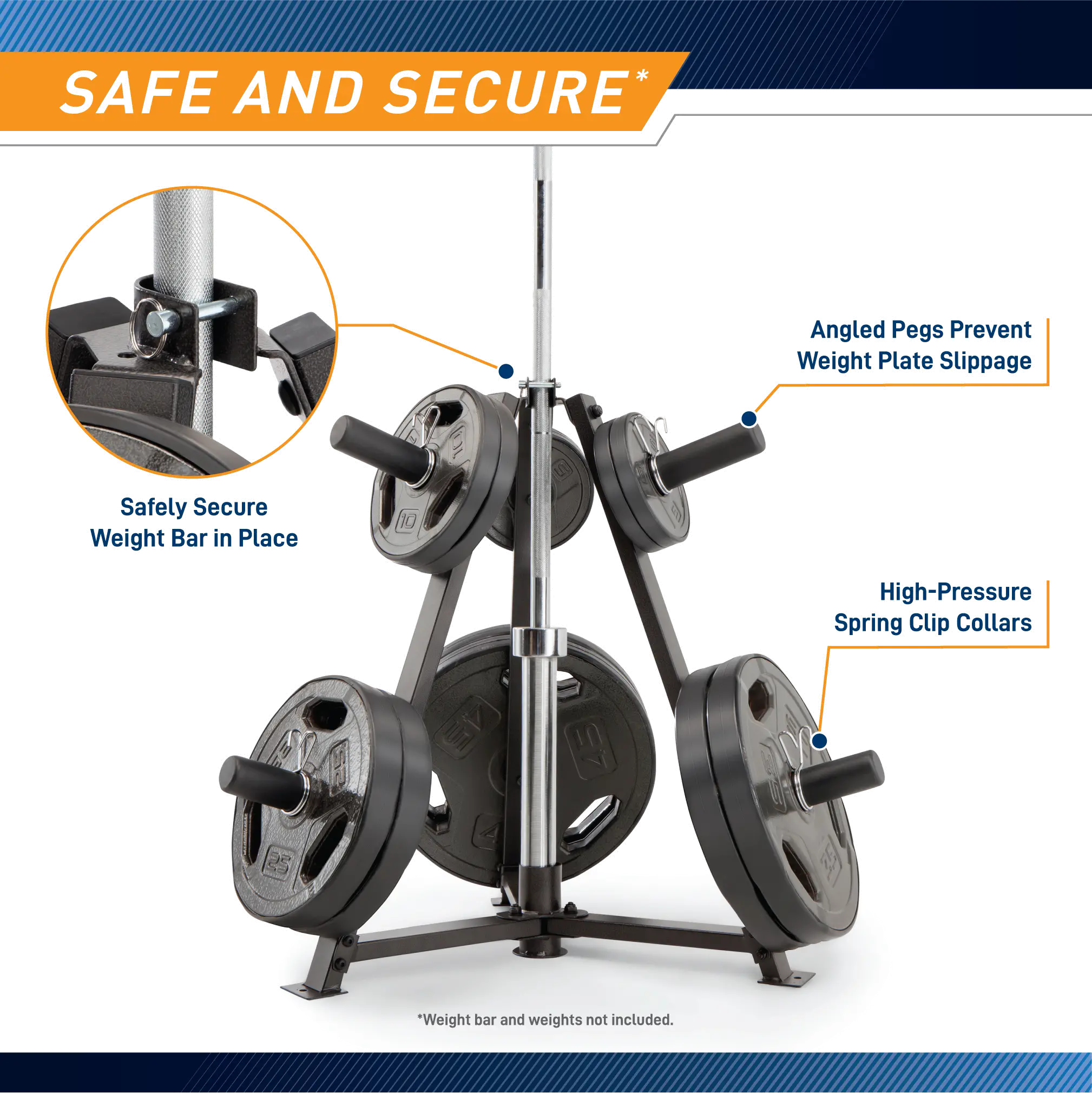 PT-5757 Impex Black 6-Peg Olympic Weight Plate Tree and Vertical Bar Holder-5
