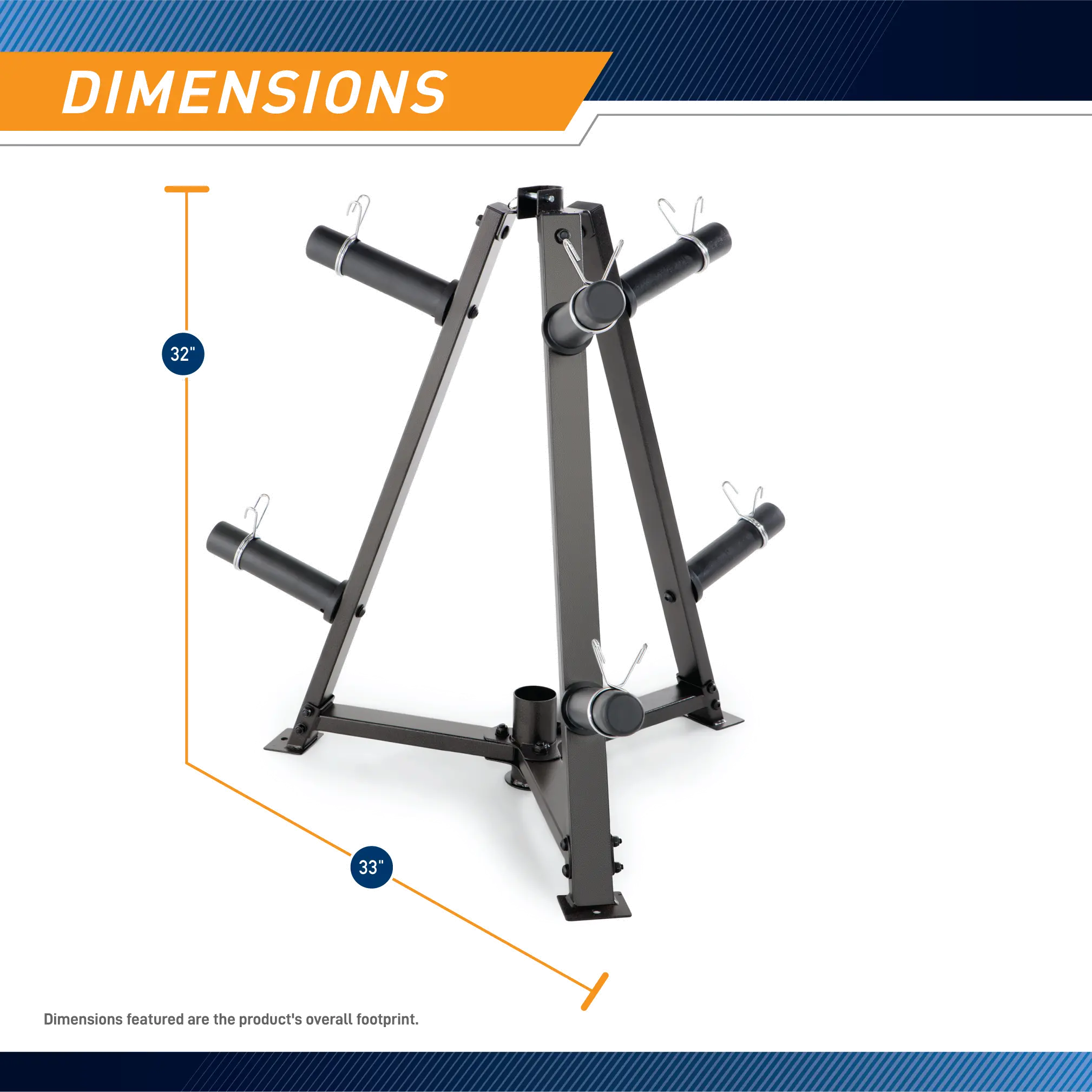 PT-5757 Impex Black 6-Peg Olympic Weight Plate Tree and Vertical Bar Holder-9