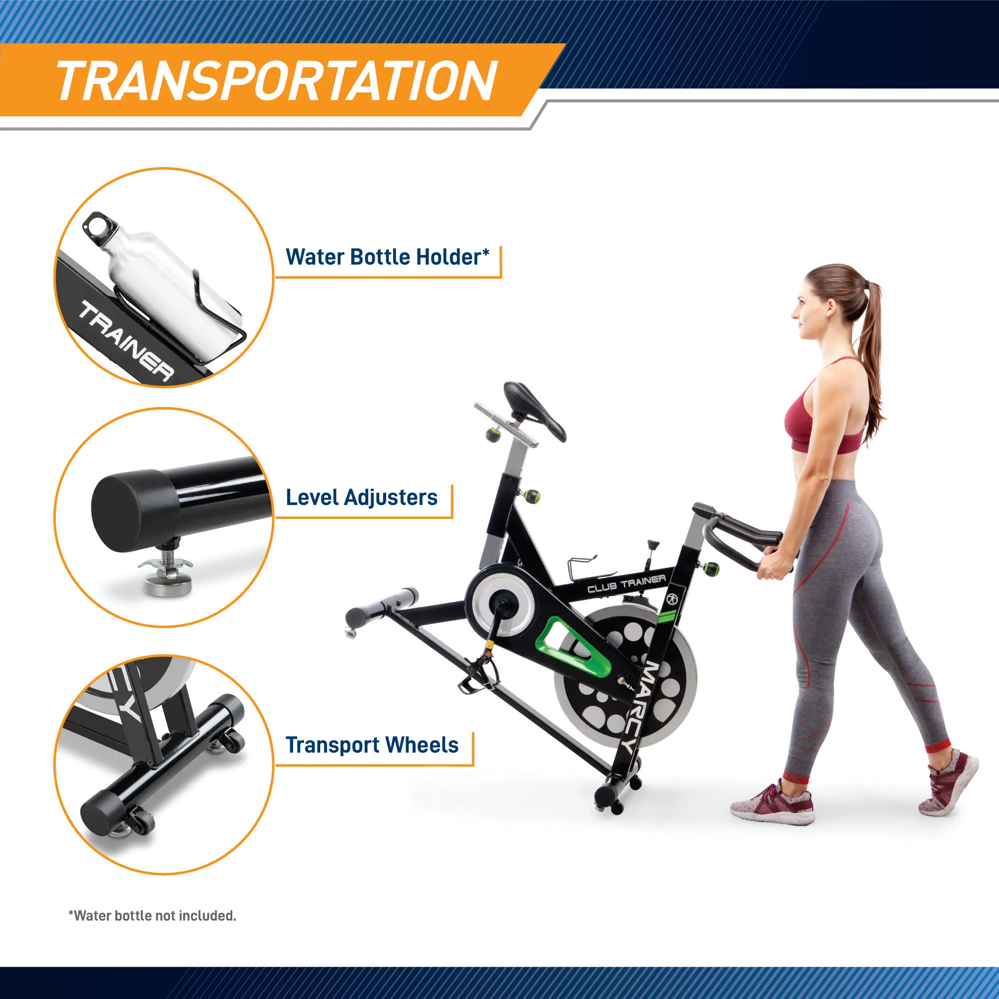 XJ-3220 Marcy Club Revolution Black Stationary Bike-5