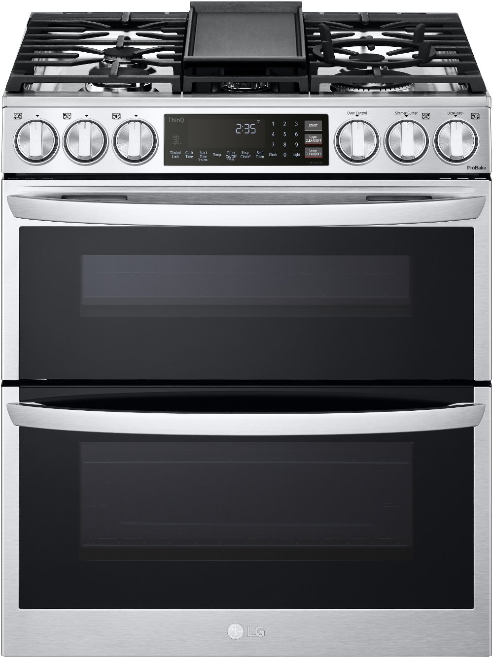 LG 6.9 cu ft Double Oven Gas Range with InstaView - Stainless Steel
