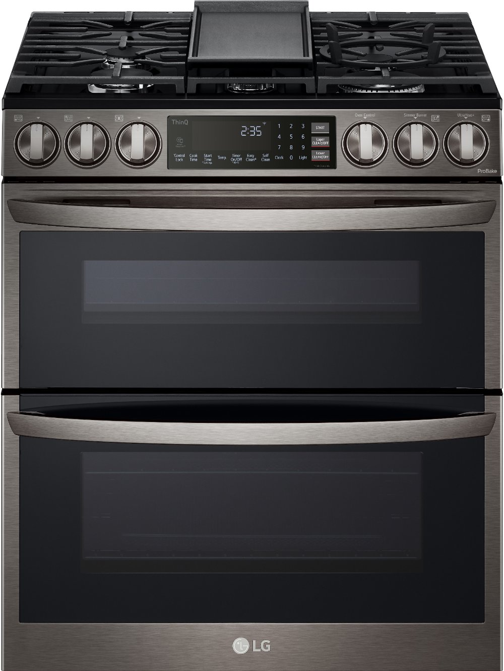 LG 6.9 cu ft Double Oven Gas Range with InstaView - Black Stainless Steel