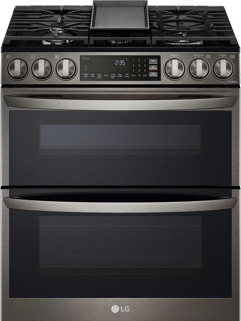 LG 6.9 cu ft Double Oven Gas Range with InstaView - Black Stainless Steel