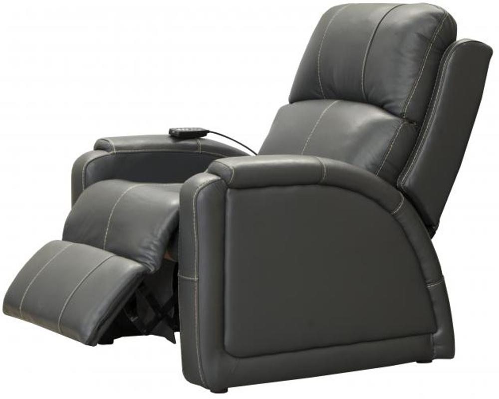 Reliever Gunmetal Power Lay-Flat Recliner with Massage and Heat