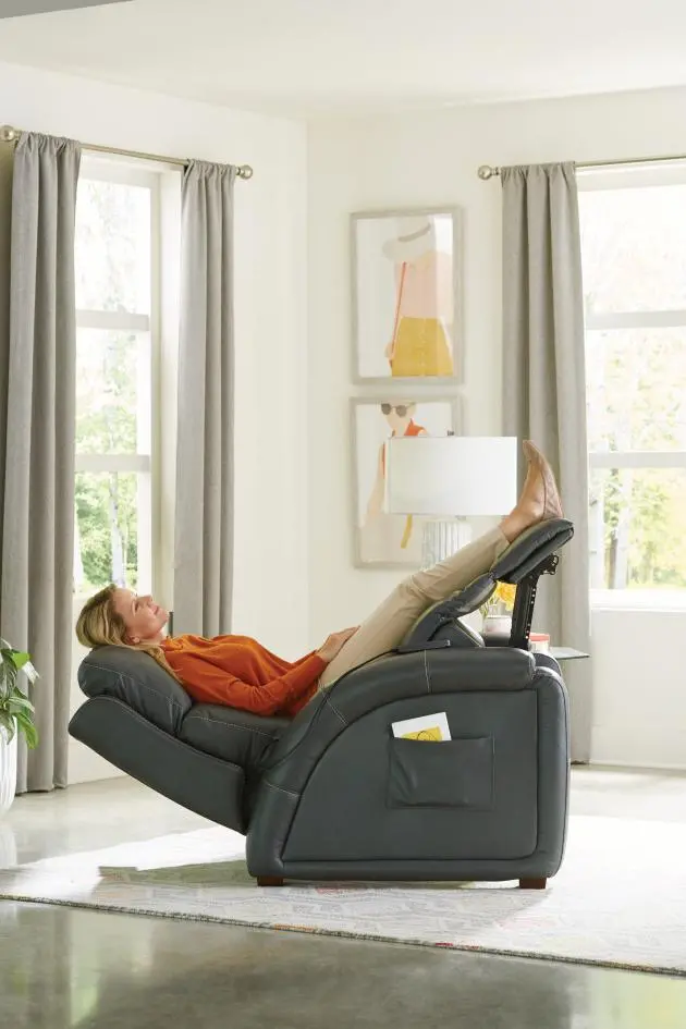 647957-7/1273/58-3073/5 Reliever Gunmetal Power Lay-Flat Recliner with Massage and Heat-3