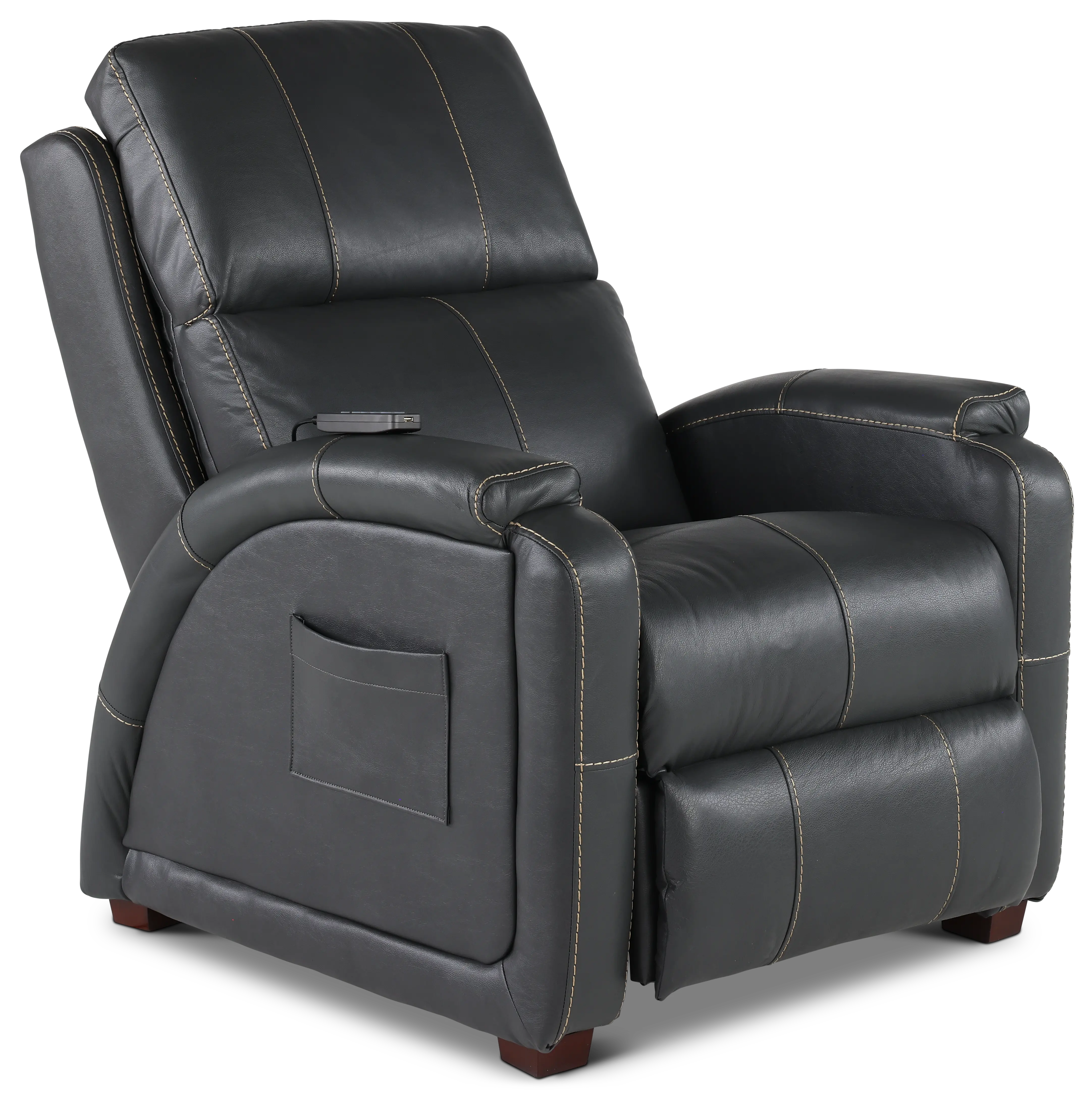647957-7/1273/58-3073/5 Reliever Gunmetal Power Lay-Flat Recliner with Massage and Heat-9