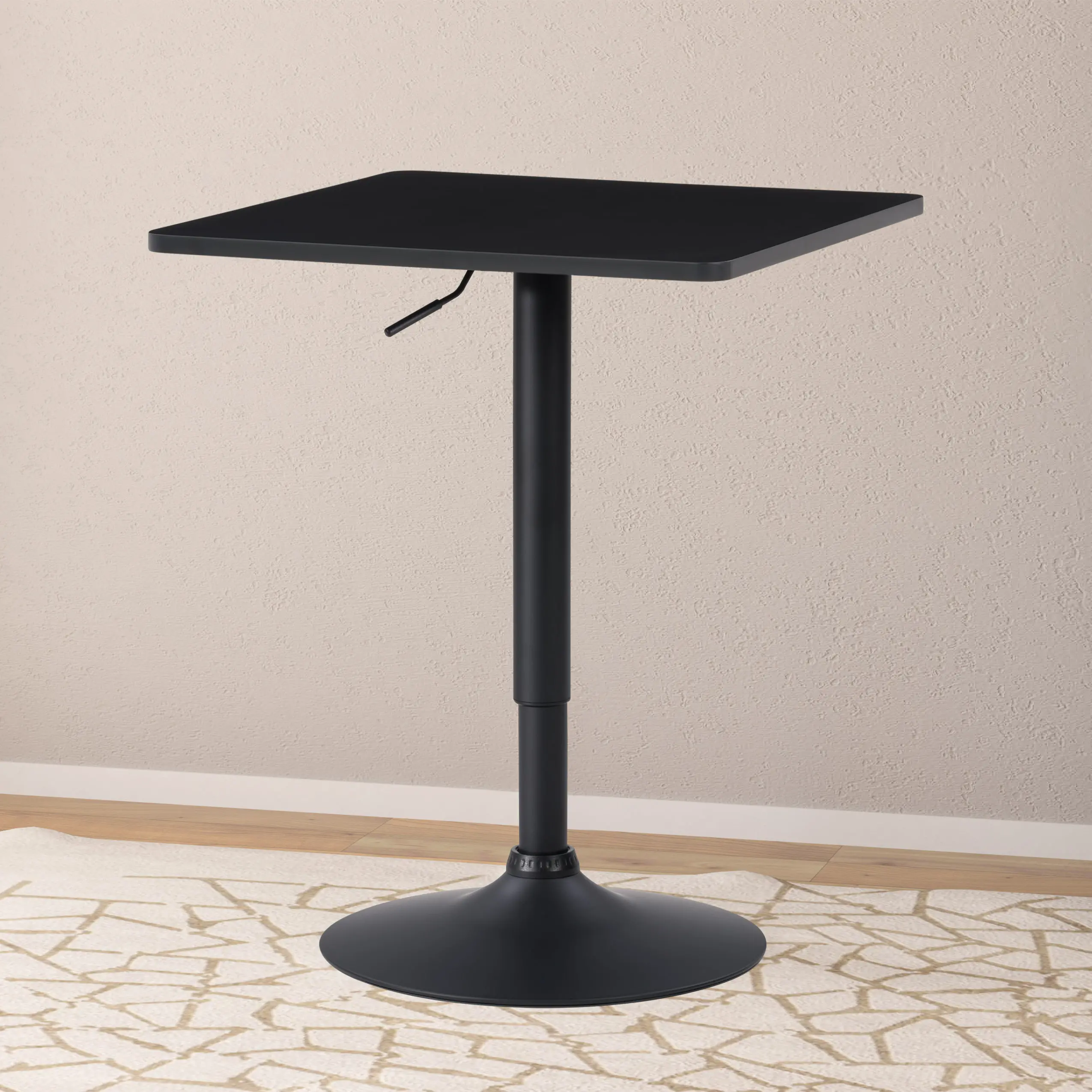 Black Square Adjustable Height Pedestal Table-2