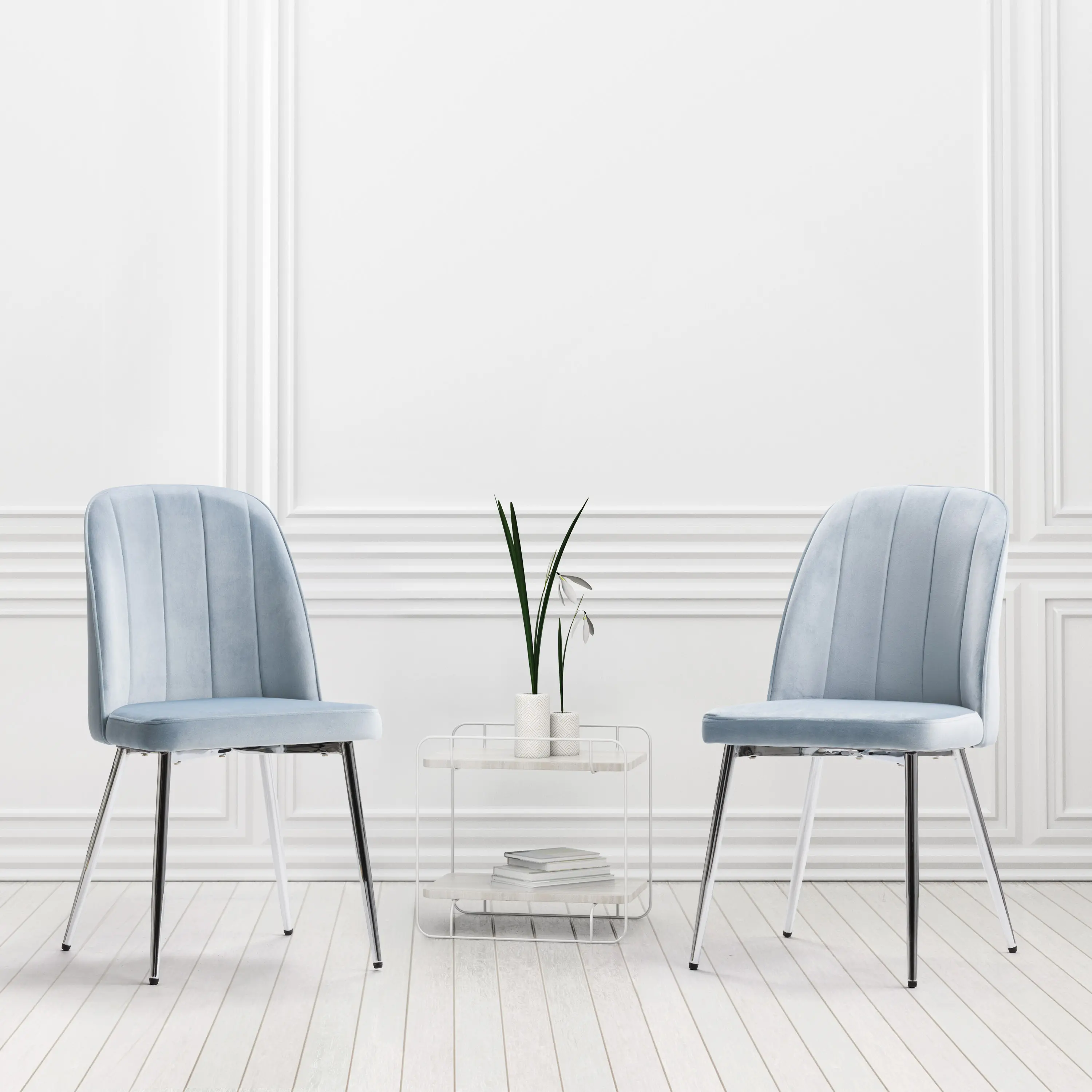 Nash Blue Velvet Tufted Side Chair, Set of 2-2