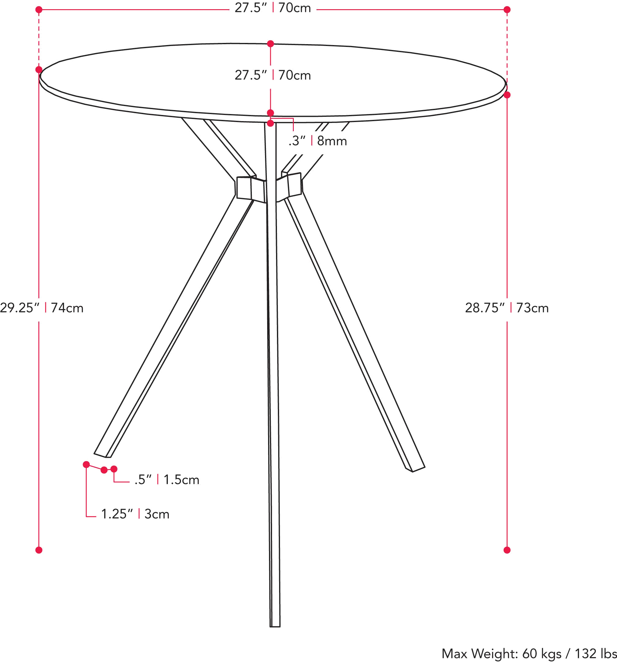 Lennox Glass Top Bistro Table-7