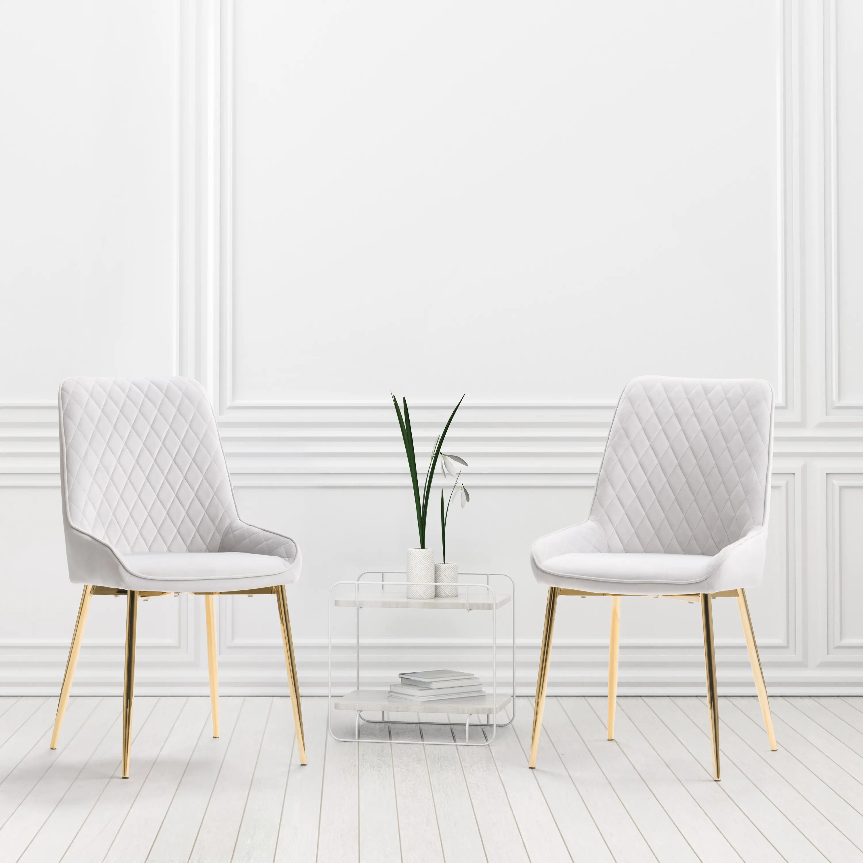 Nash Light Gray Velvet Diamond Side Chair, Set of 2-2