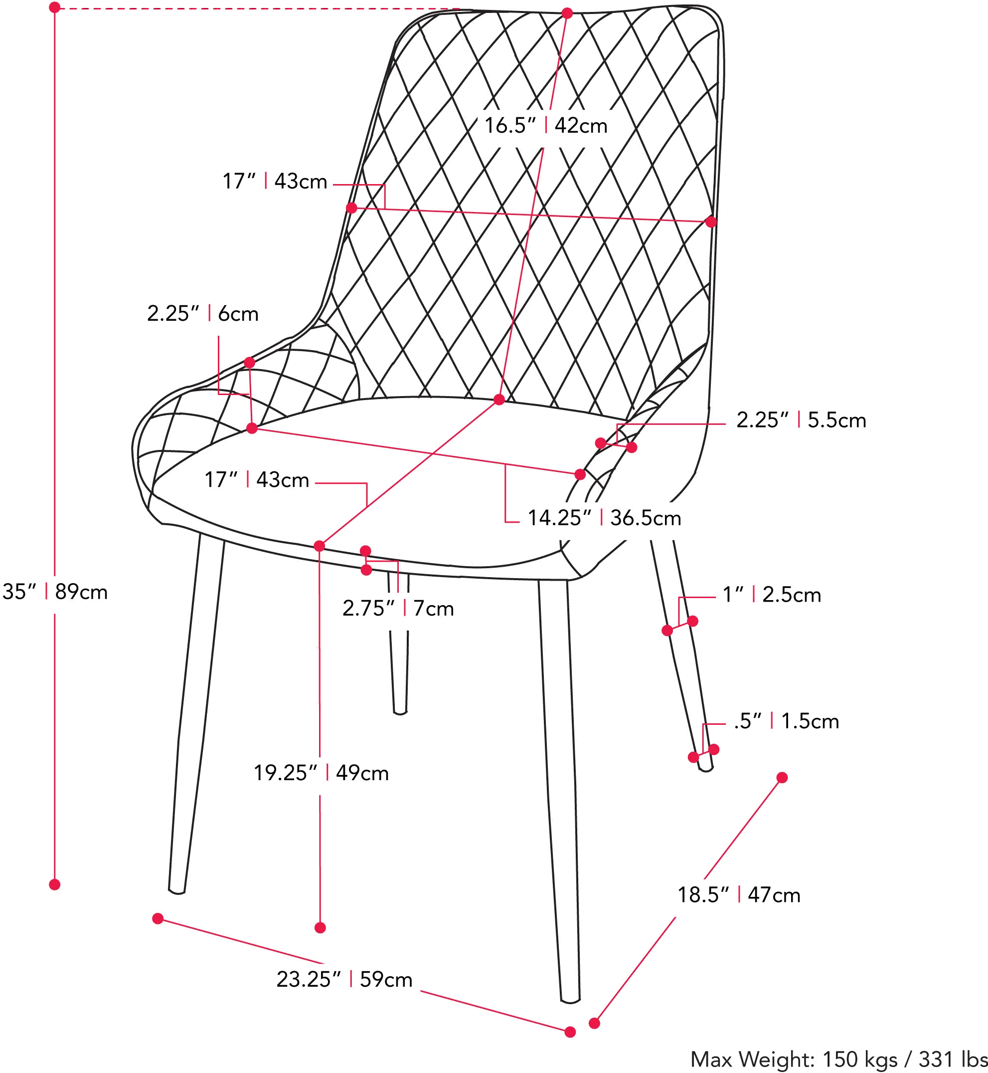Nash Light Gray Velvet Diamond Side Chair, Set of 2-7