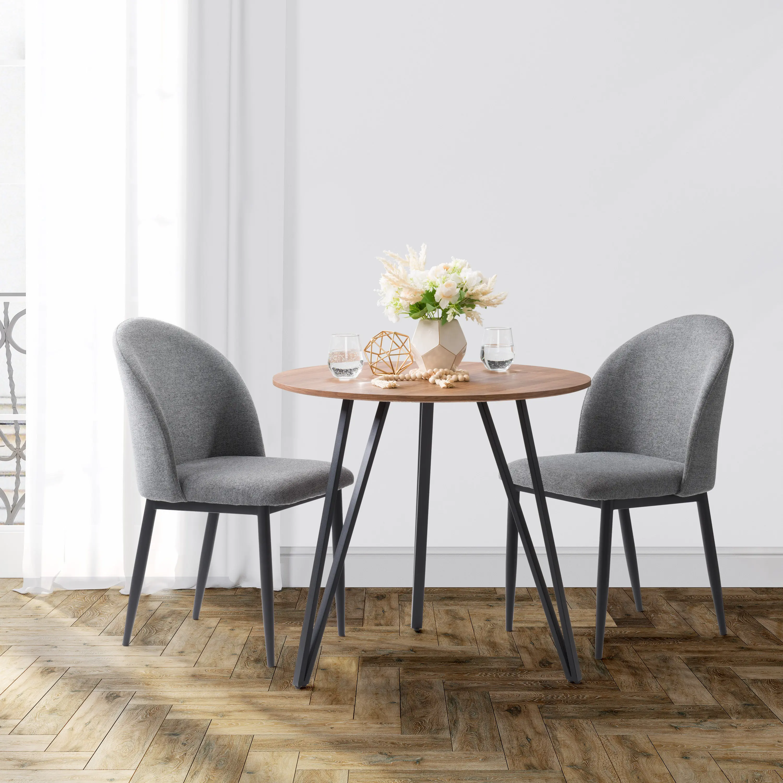 Lennox Brown Wood Iron Leg Dining Table-2
