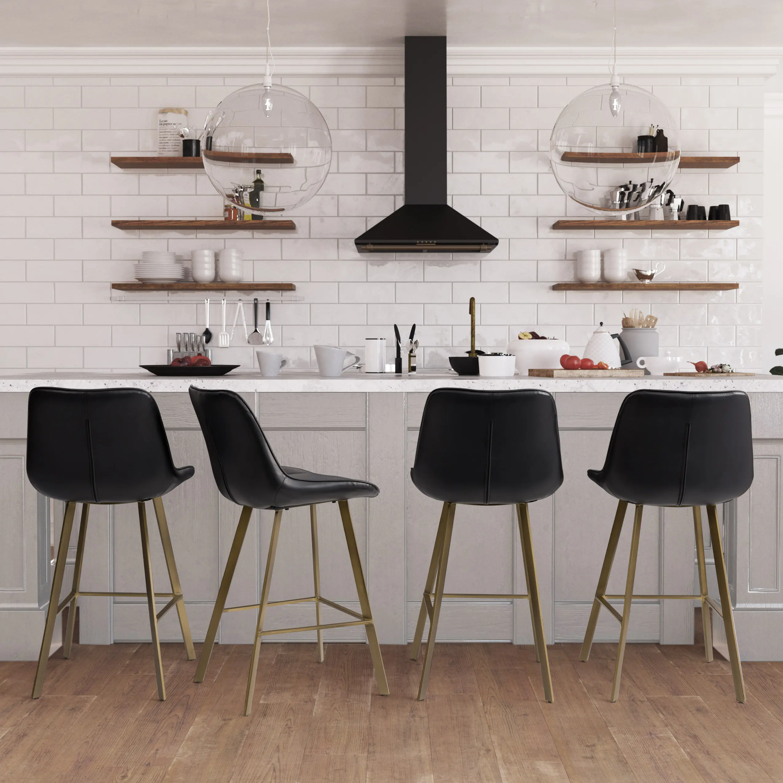 Blakeley Black Modern Barstool, Set of 2-2